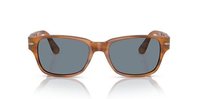 PO3288S Bruin Gestreept AcetaatSunglass Frames van B24, Vooraanzicht