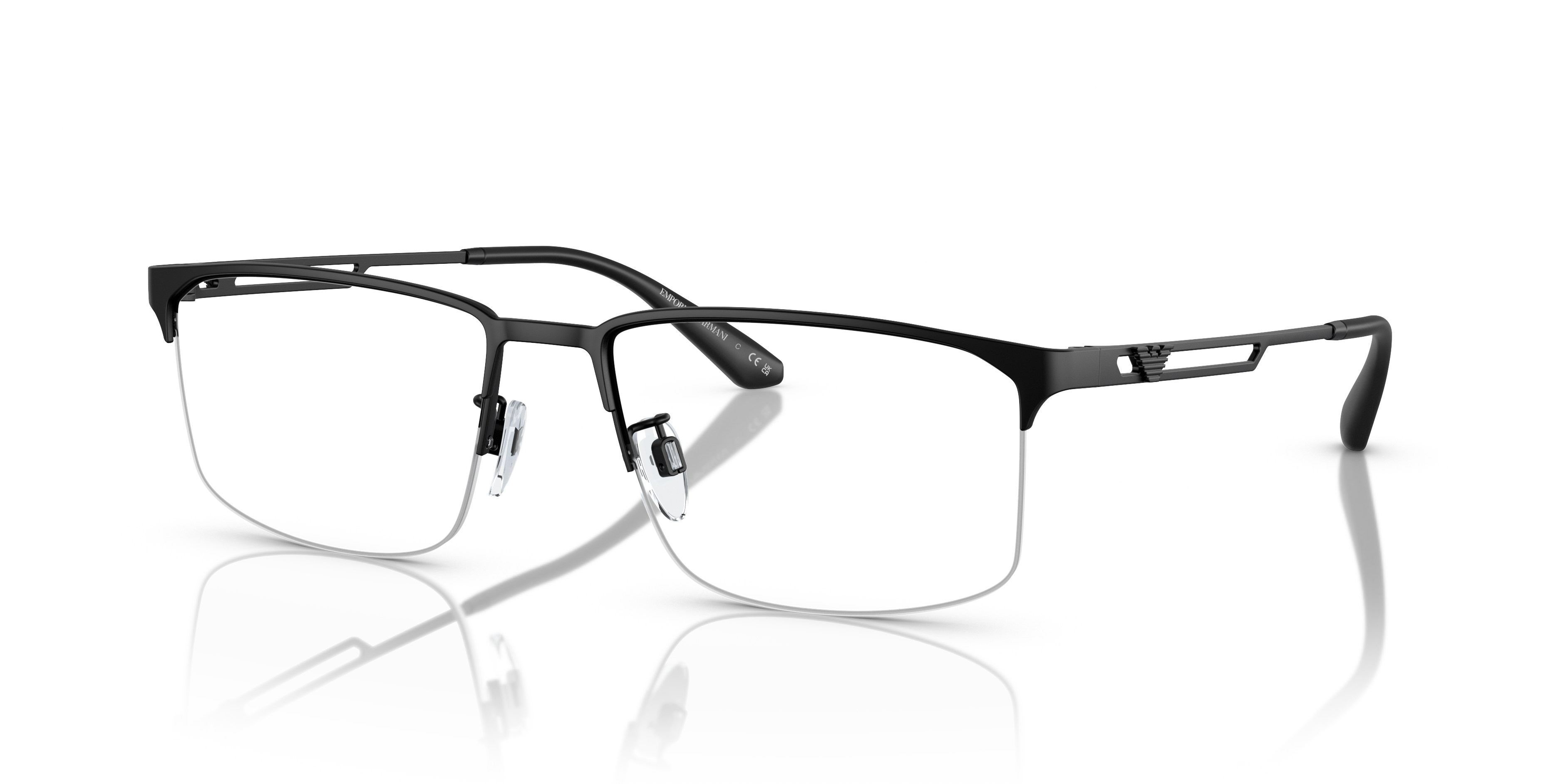 EA1143 Matt Schwarz MetallEyeglass Frames von B24, Dreiviertelansicht