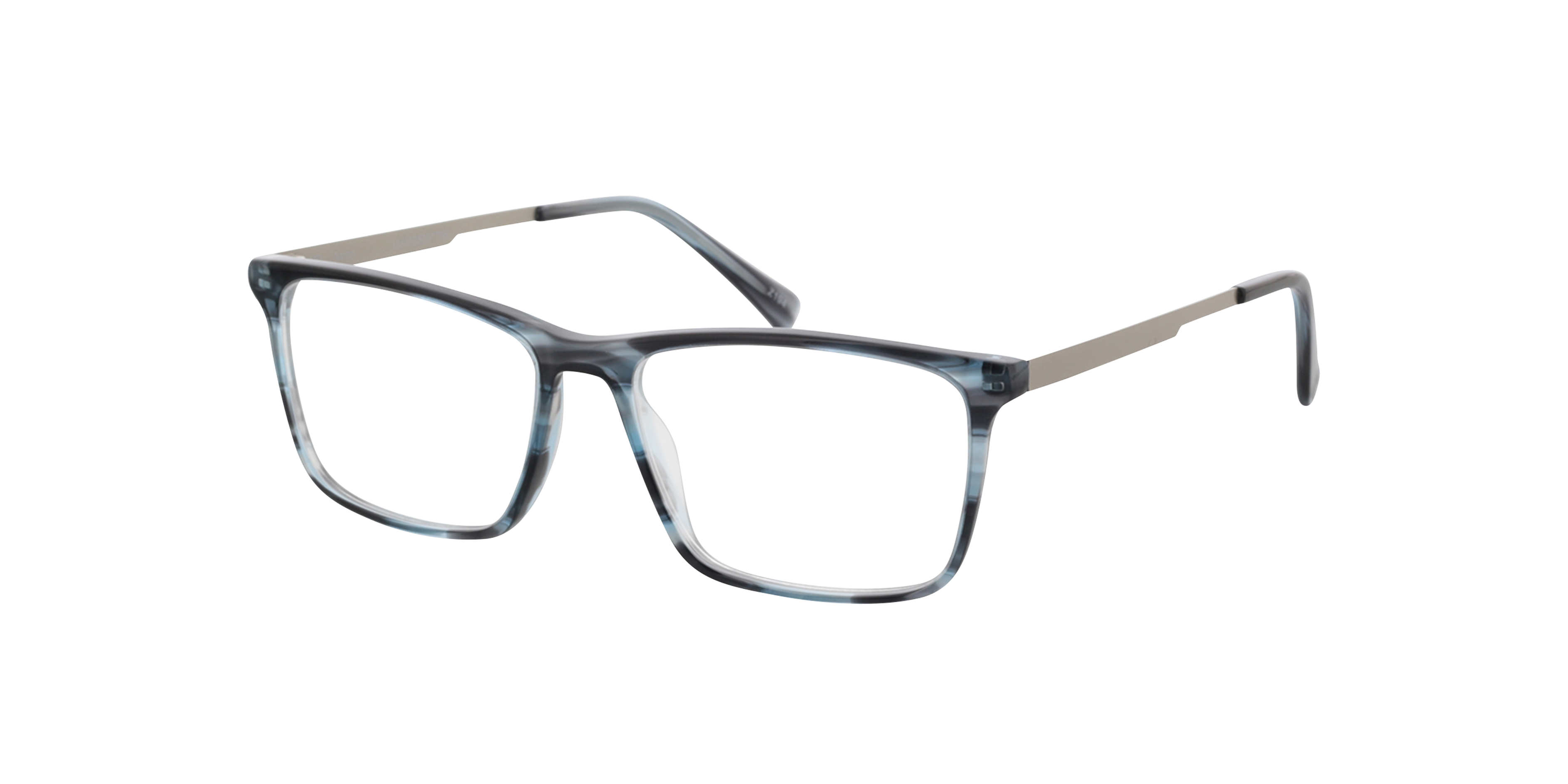 Aaron Blauw hoorn  &  matzilver AcetaatEyeglass Frames van B24, Hoekweergave