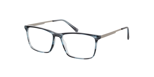 Aaron Blauw hoorn  &  matzilver AcetaatEyeglass Frames van B24, Hoekweergave
