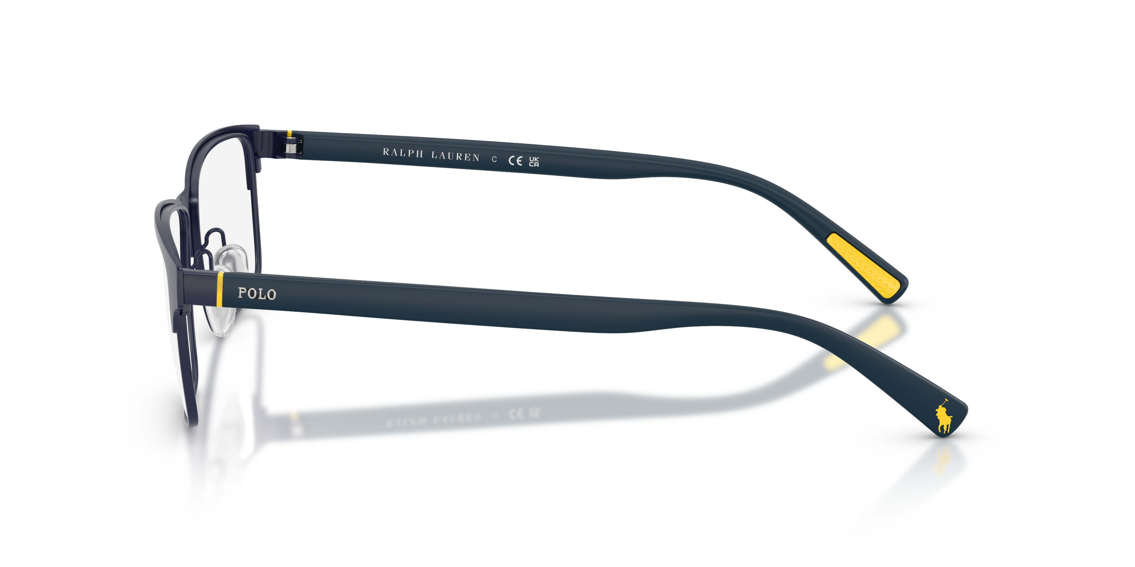 PH1243 Semishiny Navy Blue MetallEyeglass Frames von B24, Seitenansicht