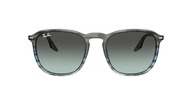 RB2203 Gestreept grijs en blauw AcetaatSunglass Frames van B24, met getinte lenzen