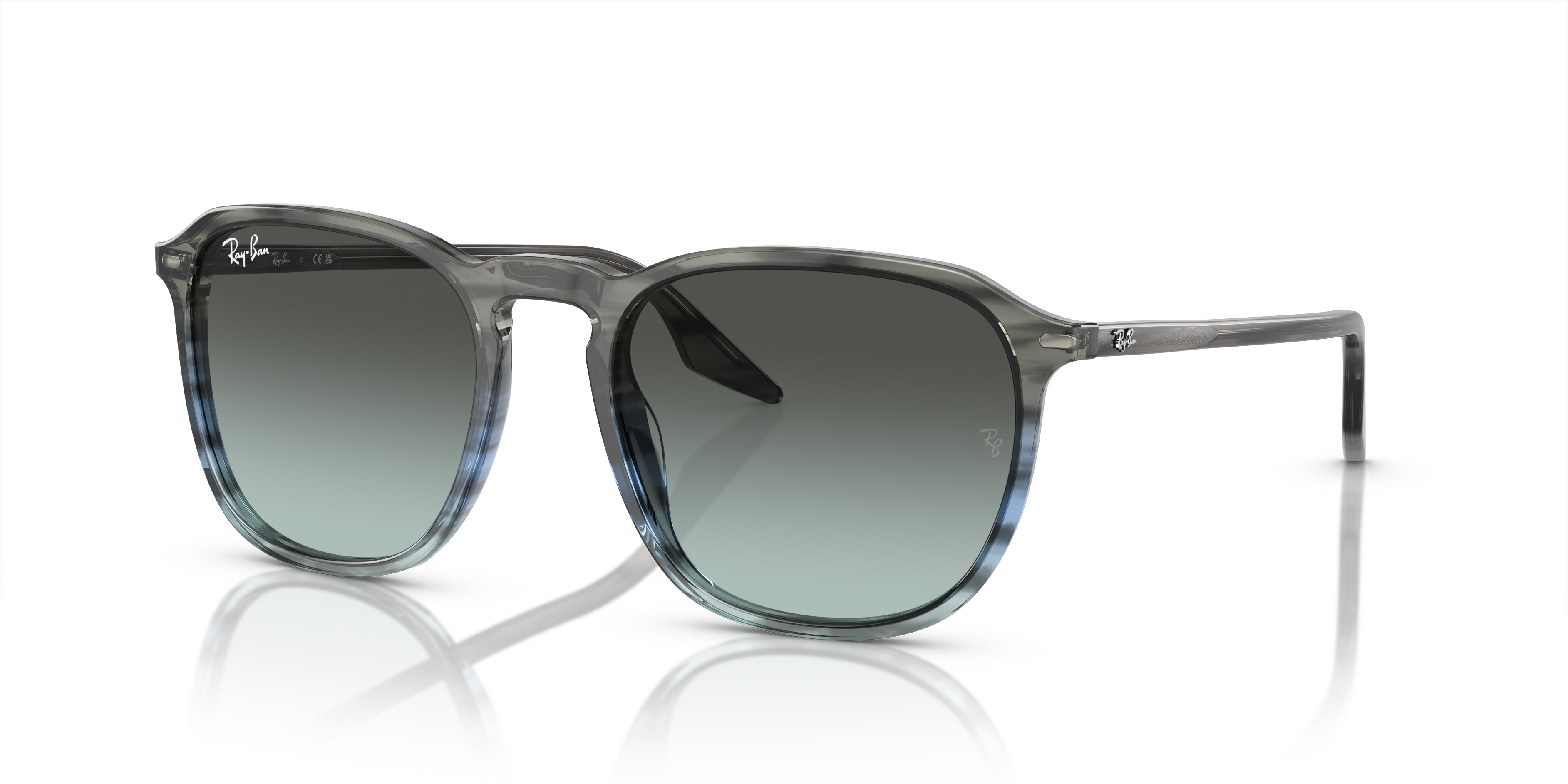RB2203 Grau gestreift & Blau AcetatSunglass Frames von B24, Dreiviertelansicht