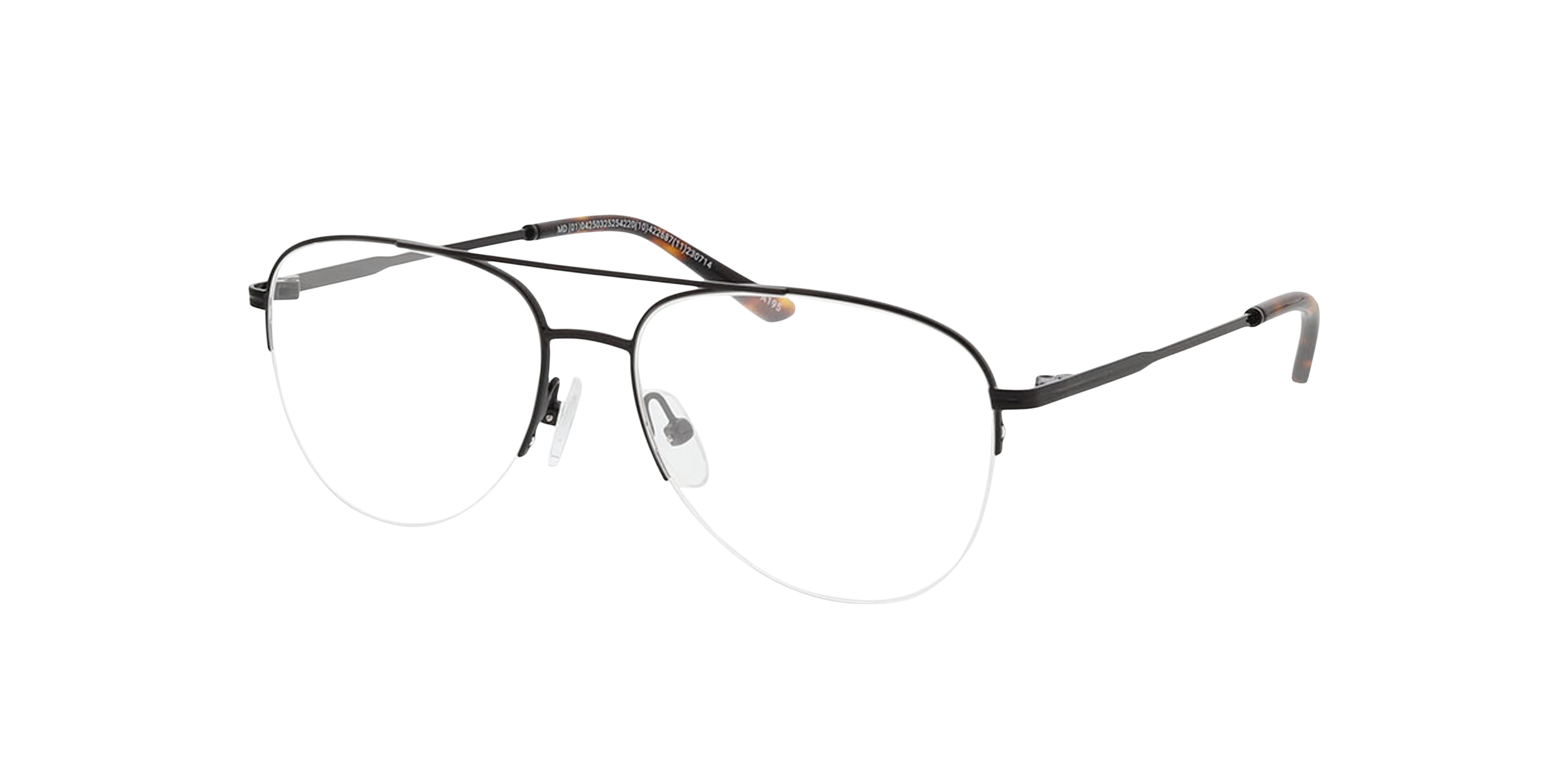 Jefferson Zwart  &  Havana MetaalEyeglass Frames van B24, Hoekweergave