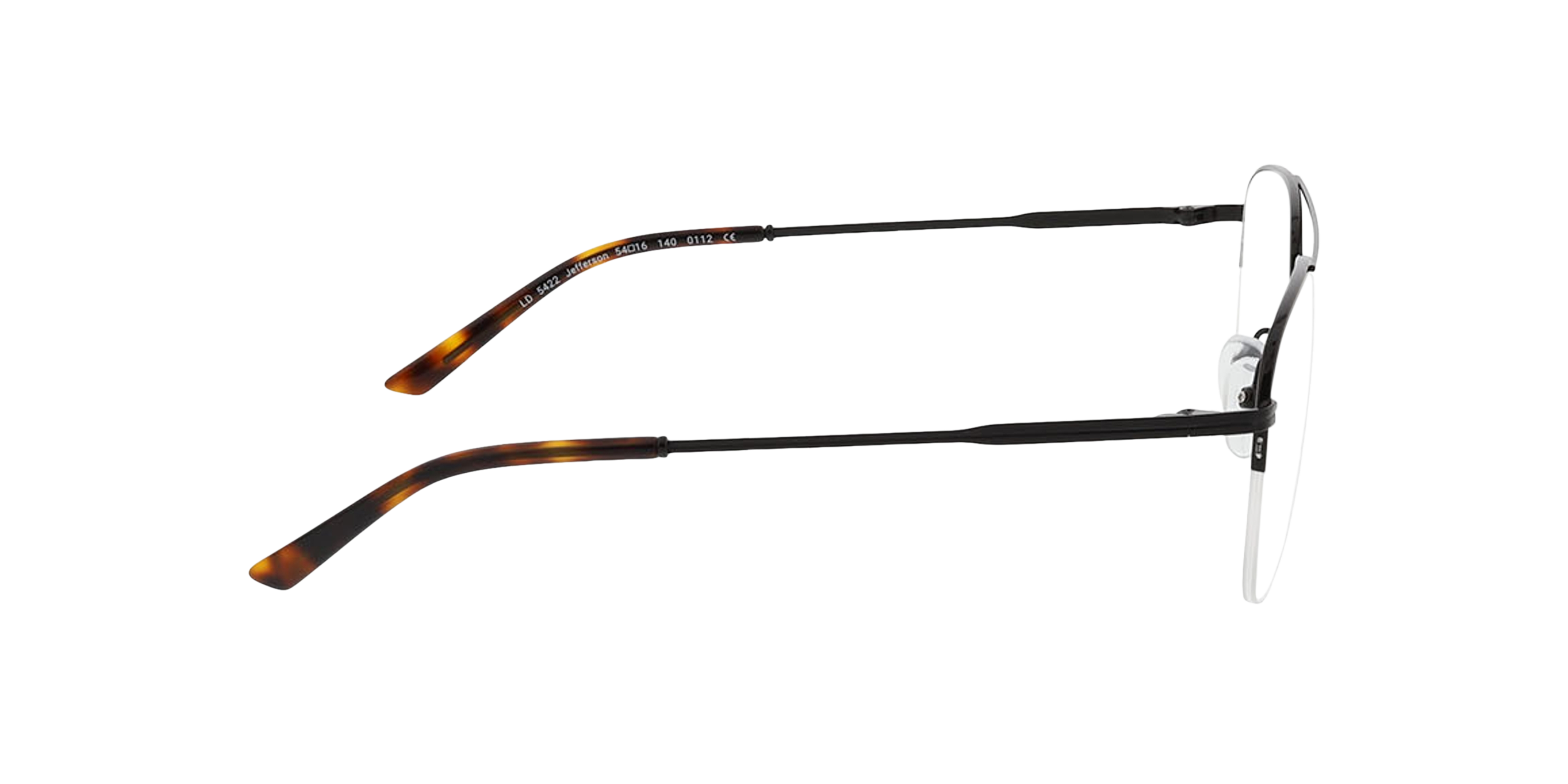 Jefferson Zwart  &  Havana MetaalEyeglass Frames van B24, Zijaanzicht