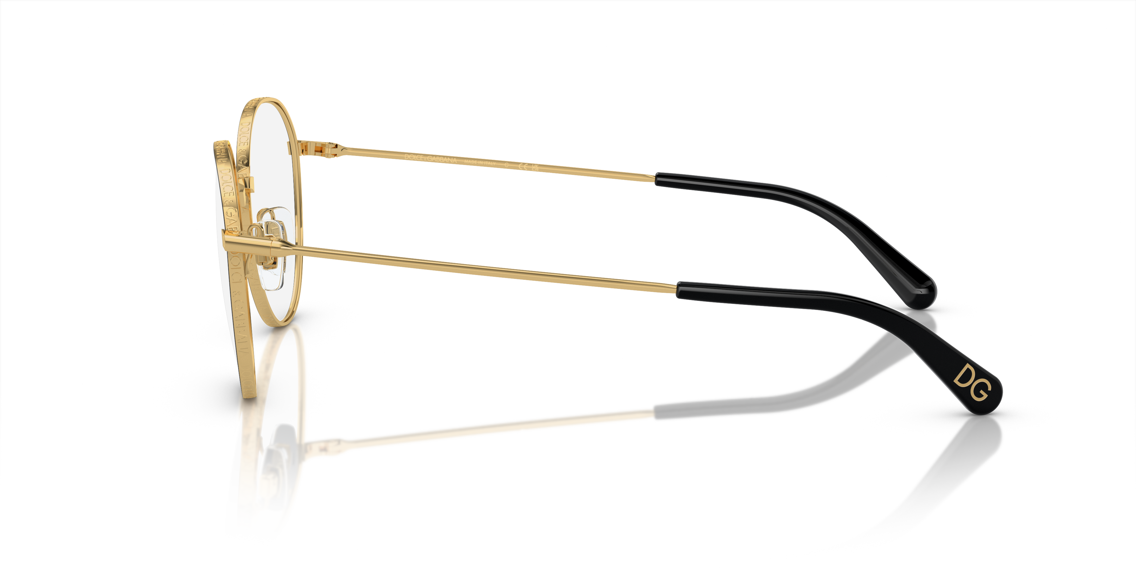 DG1322 Gold & Schwarz MetallEyeglass Frames von B24, Seitenansicht