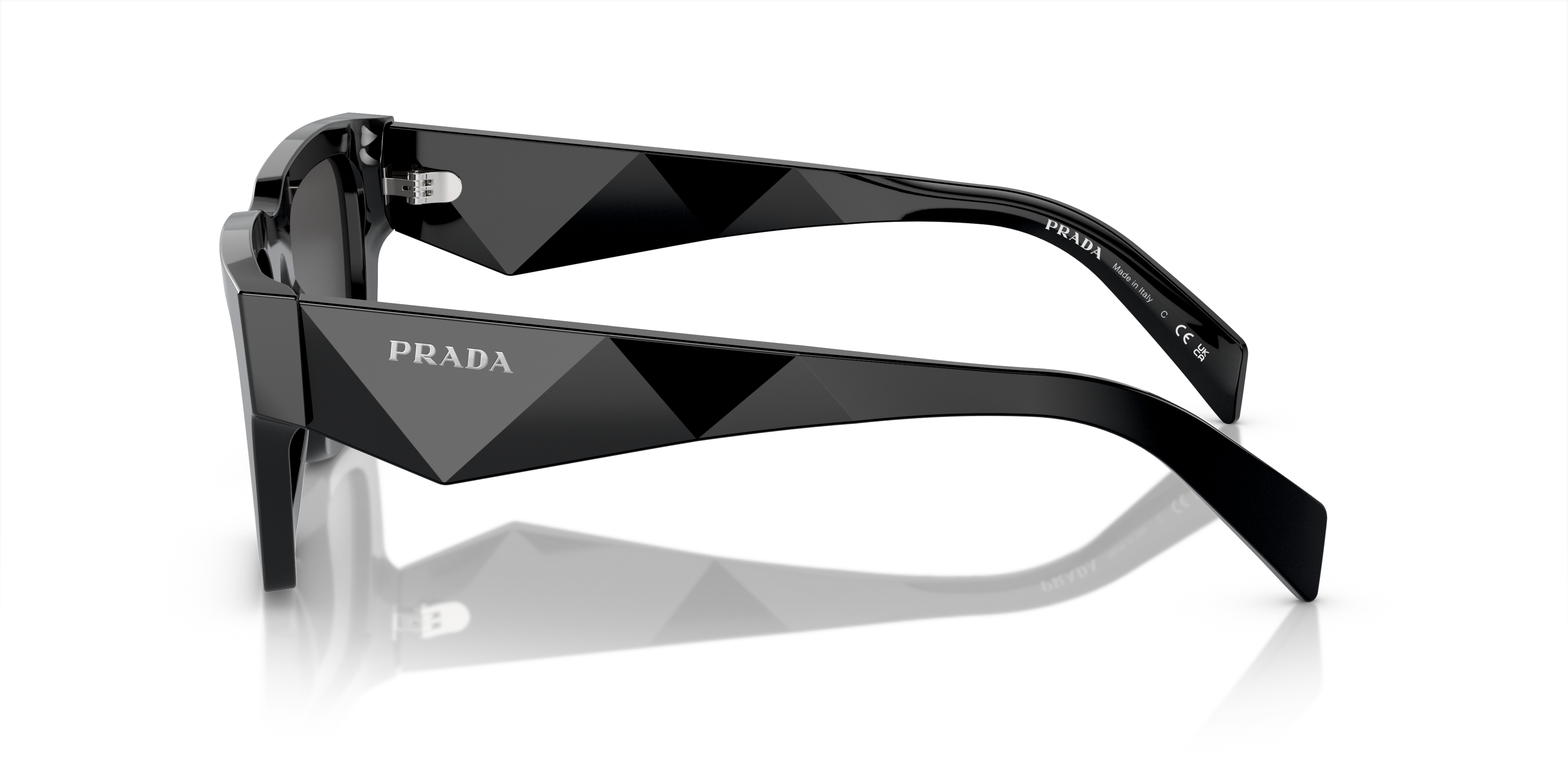 PR A06S Schwarz AcetatSunglass Frames von B24, Seitenansicht