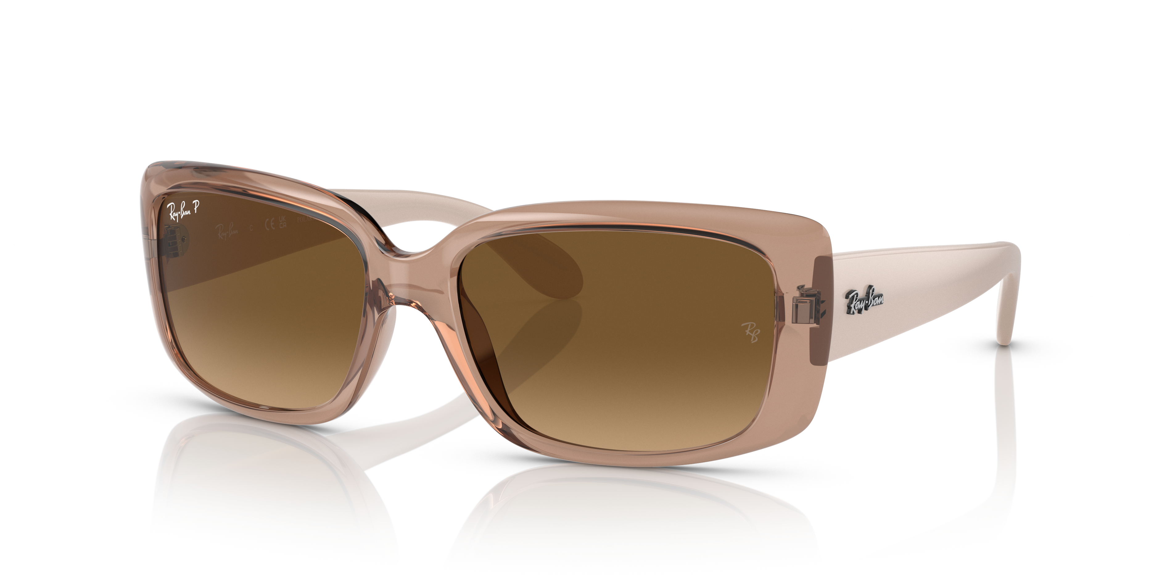 RB4389 Braun transparent KunststoffSunglass Frames von B24, Dreiviertelansicht