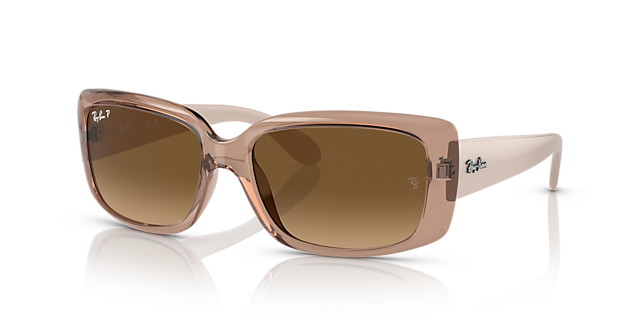 RB4389 Transparant bruin KunststofSunglass Frames van B24, Hoekweergave