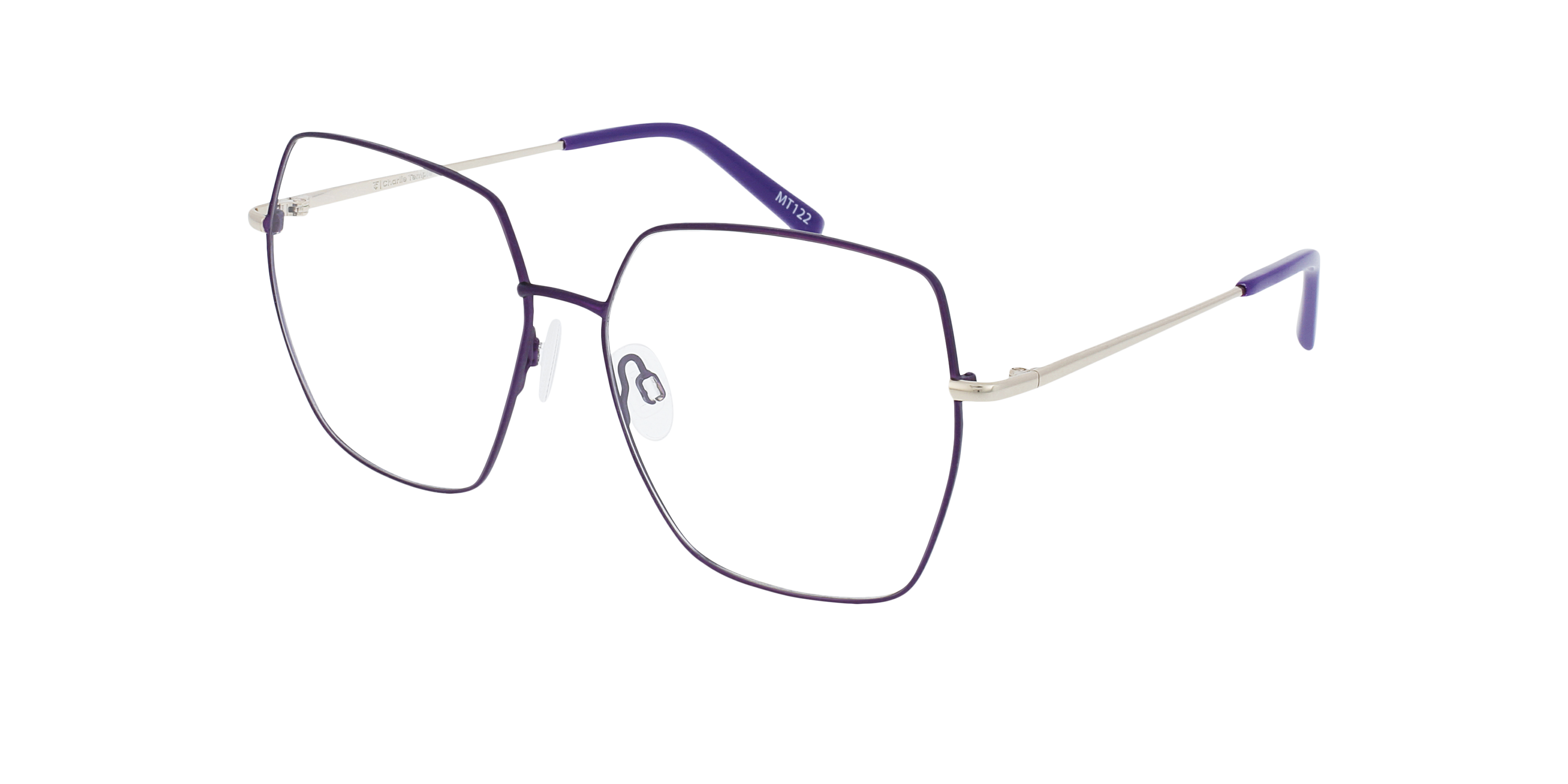 Vivien Sparkling Aubergine MetallEyeglass Frames von B24, Dreiviertelansicht