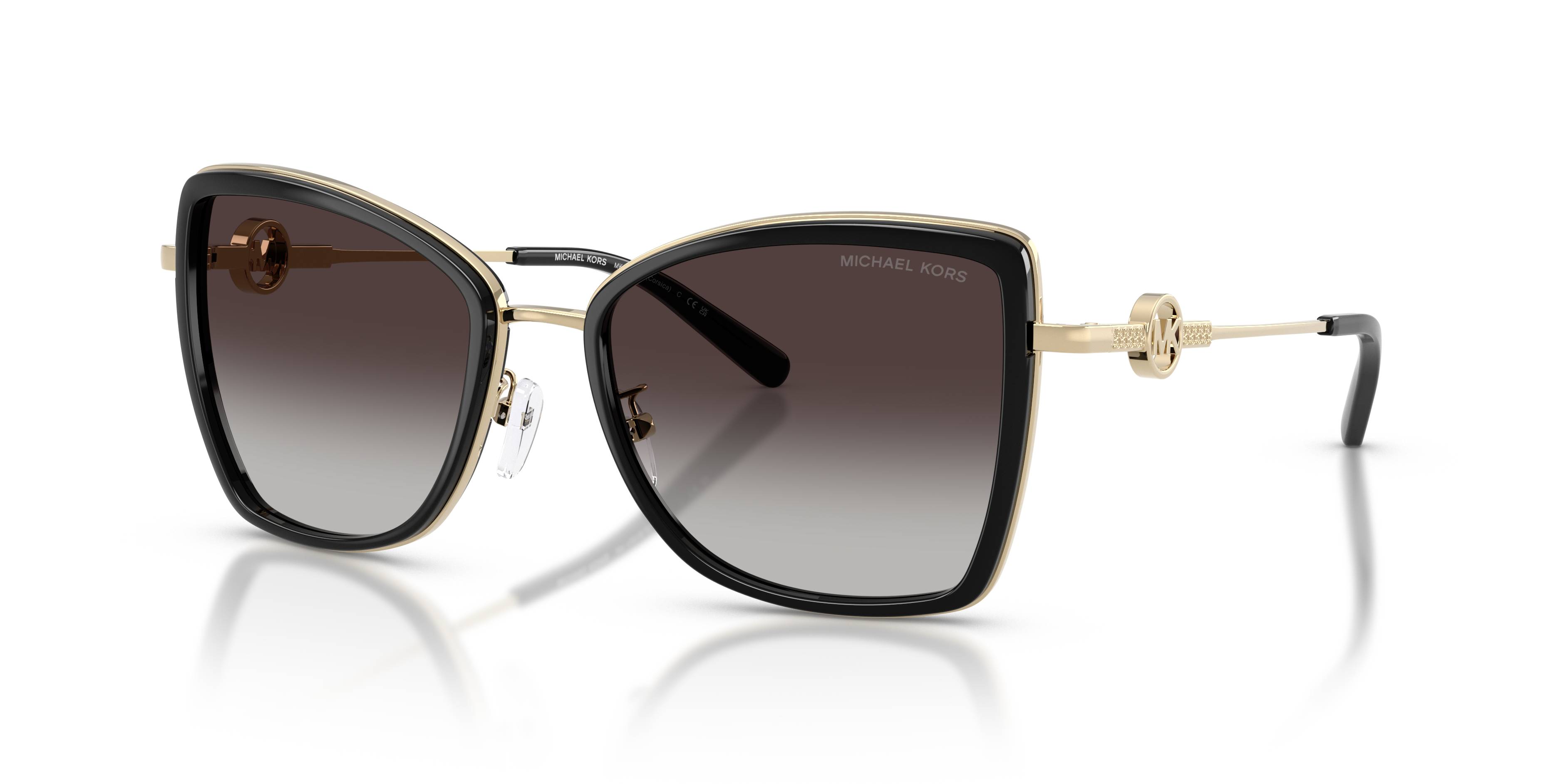 MK1067B Lichtgoud & zwart MetaalSunglass Frames van B24, Hoekweergave