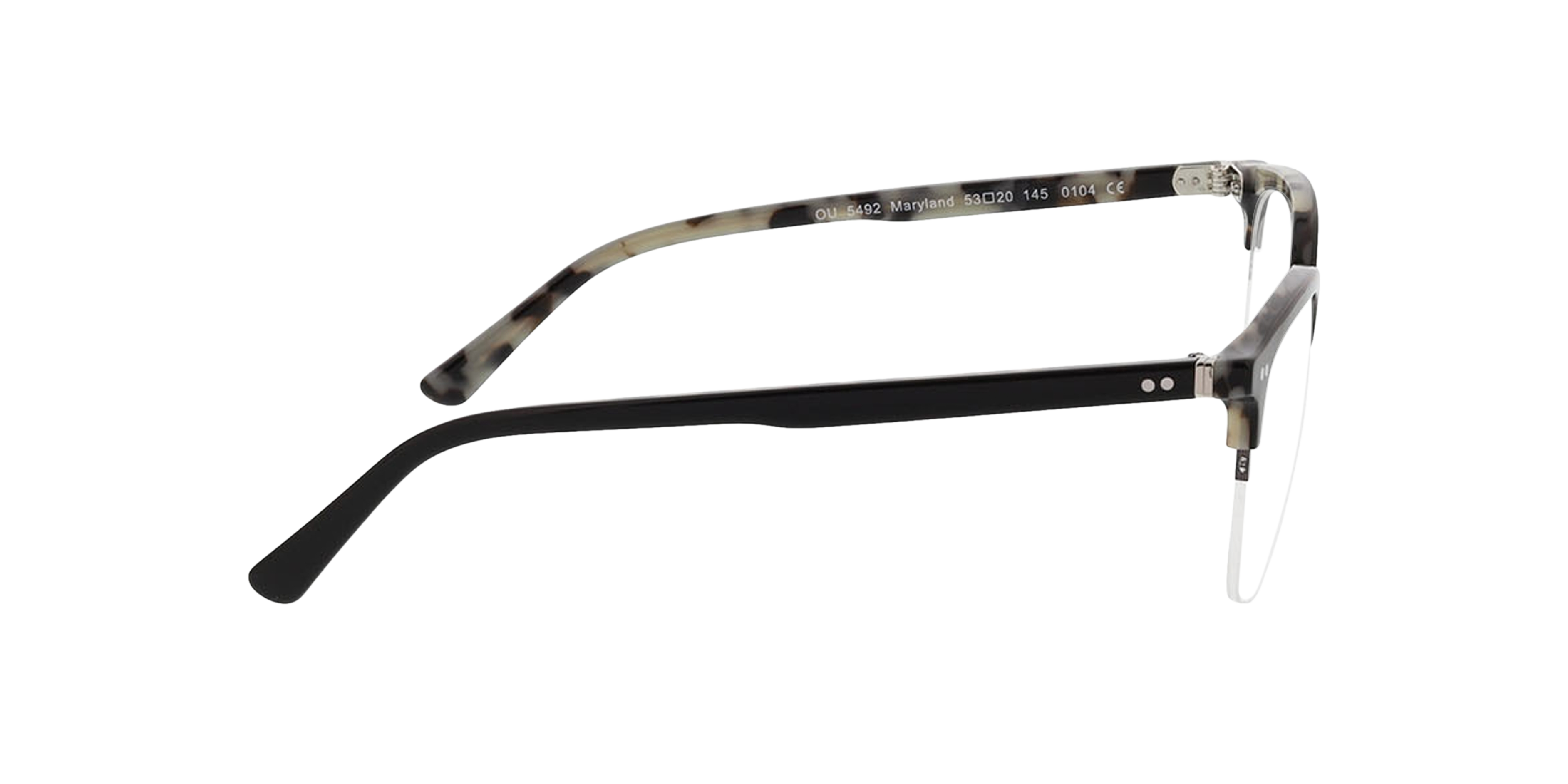 Maryland Tweelaags zwart  &  Havana  &  gunmetal MetaalEyeglass Frames van B24, Zijaanzicht