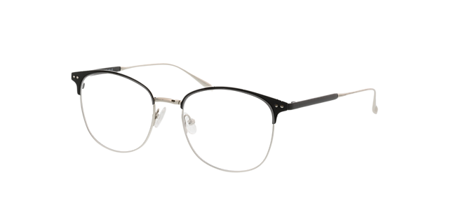 Hampton Schwarz & Silber MetallEyeglass Frames von B24, Dreiviertelansicht