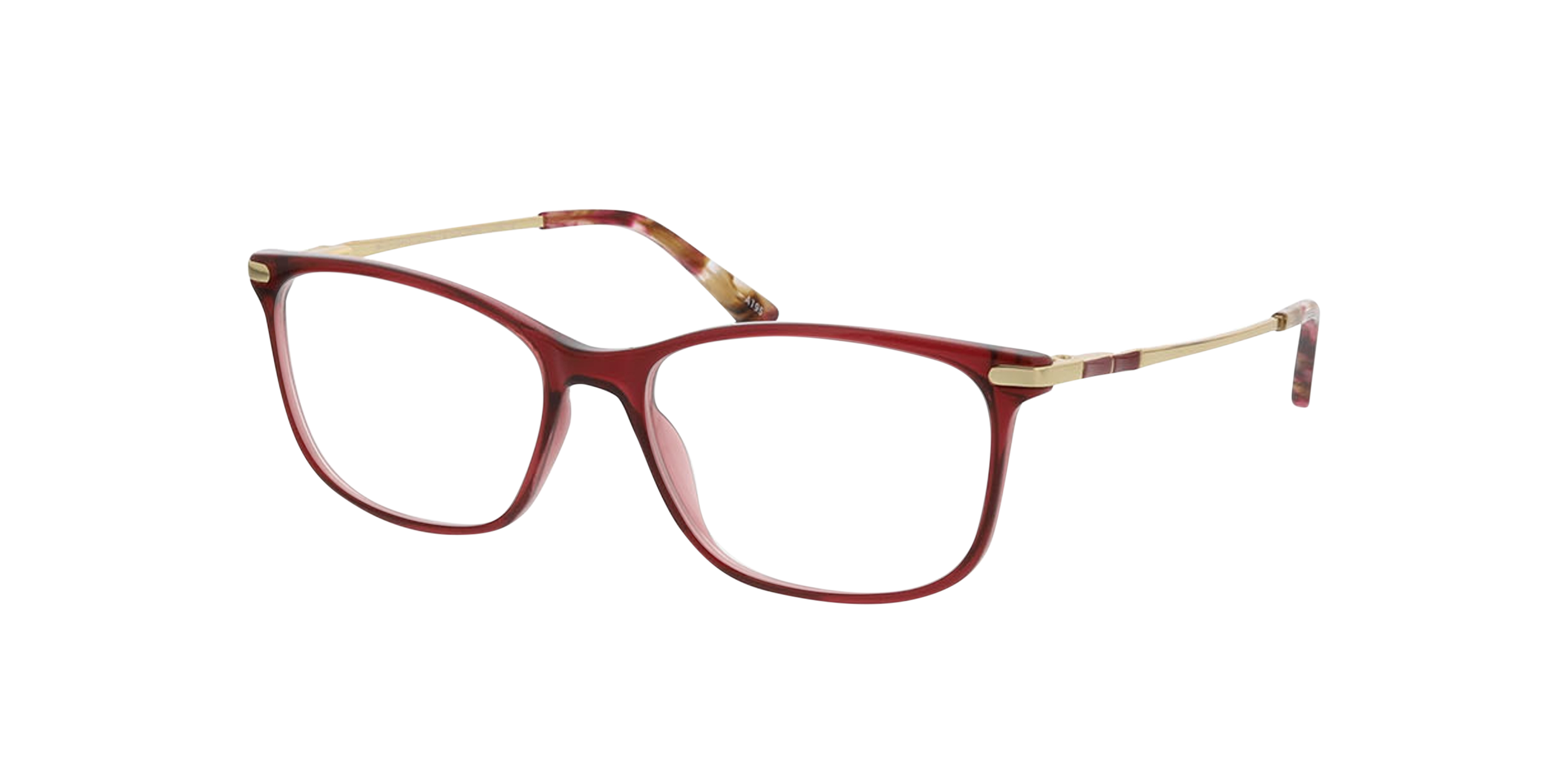 Greensboro Kristal bordeauxrood  &  goud KunststofEyeglass Frames van B24, Hoekweergave