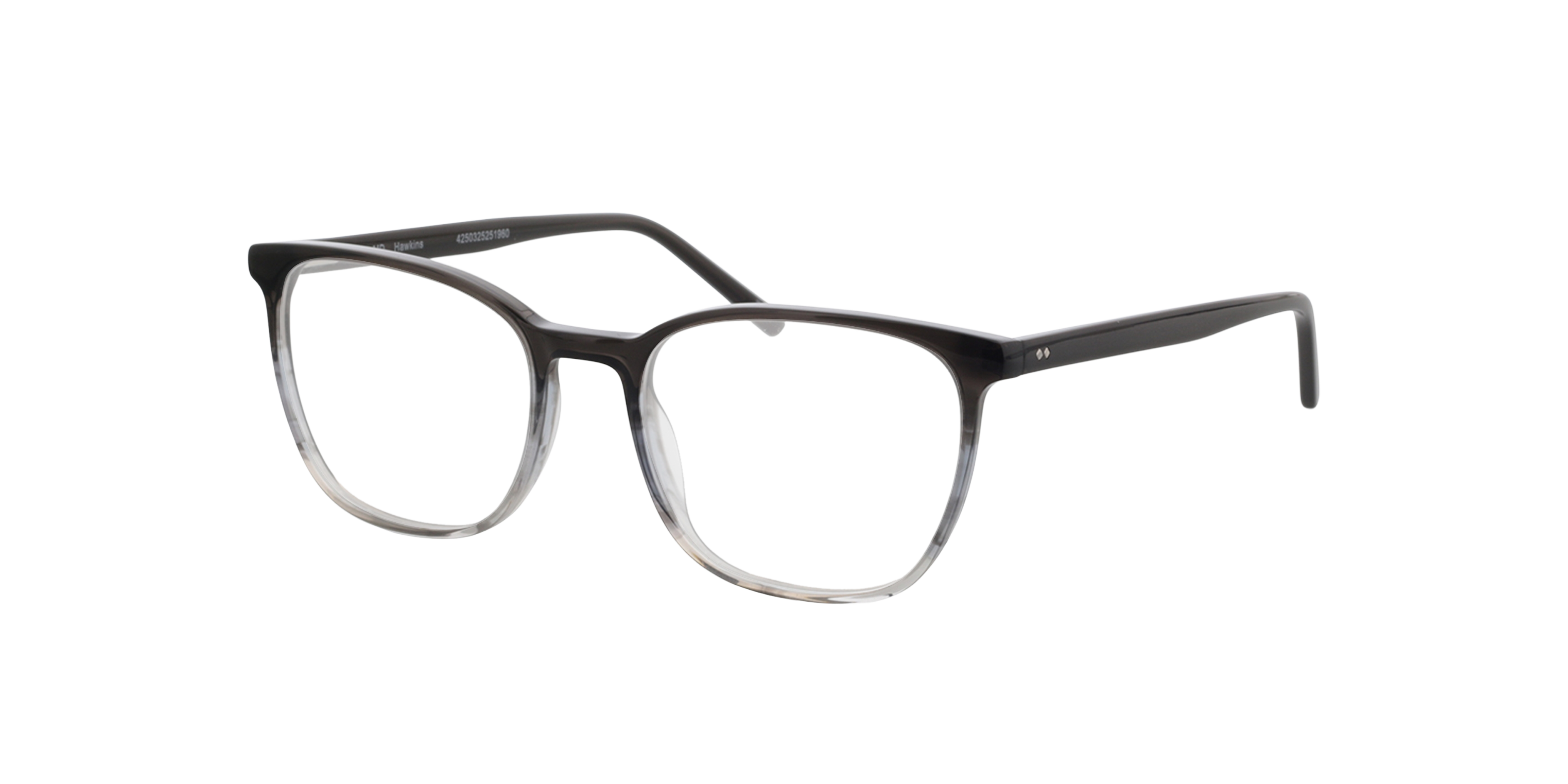 Hawkins Gradiënt grijs hoorn  &  donkergrijs AcetaatEyeglass Frames van B24, Hoekweergave