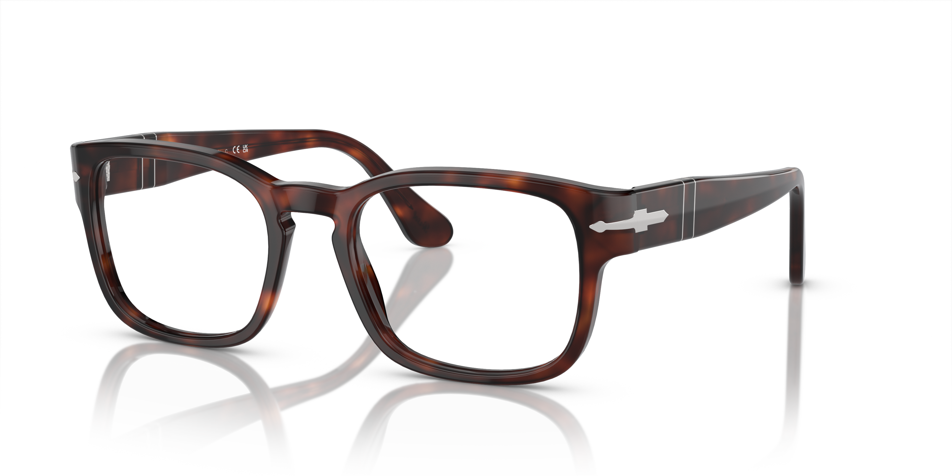 PO3334V Havana AcetaatEyeglass Frames van B24, Hoekweergave