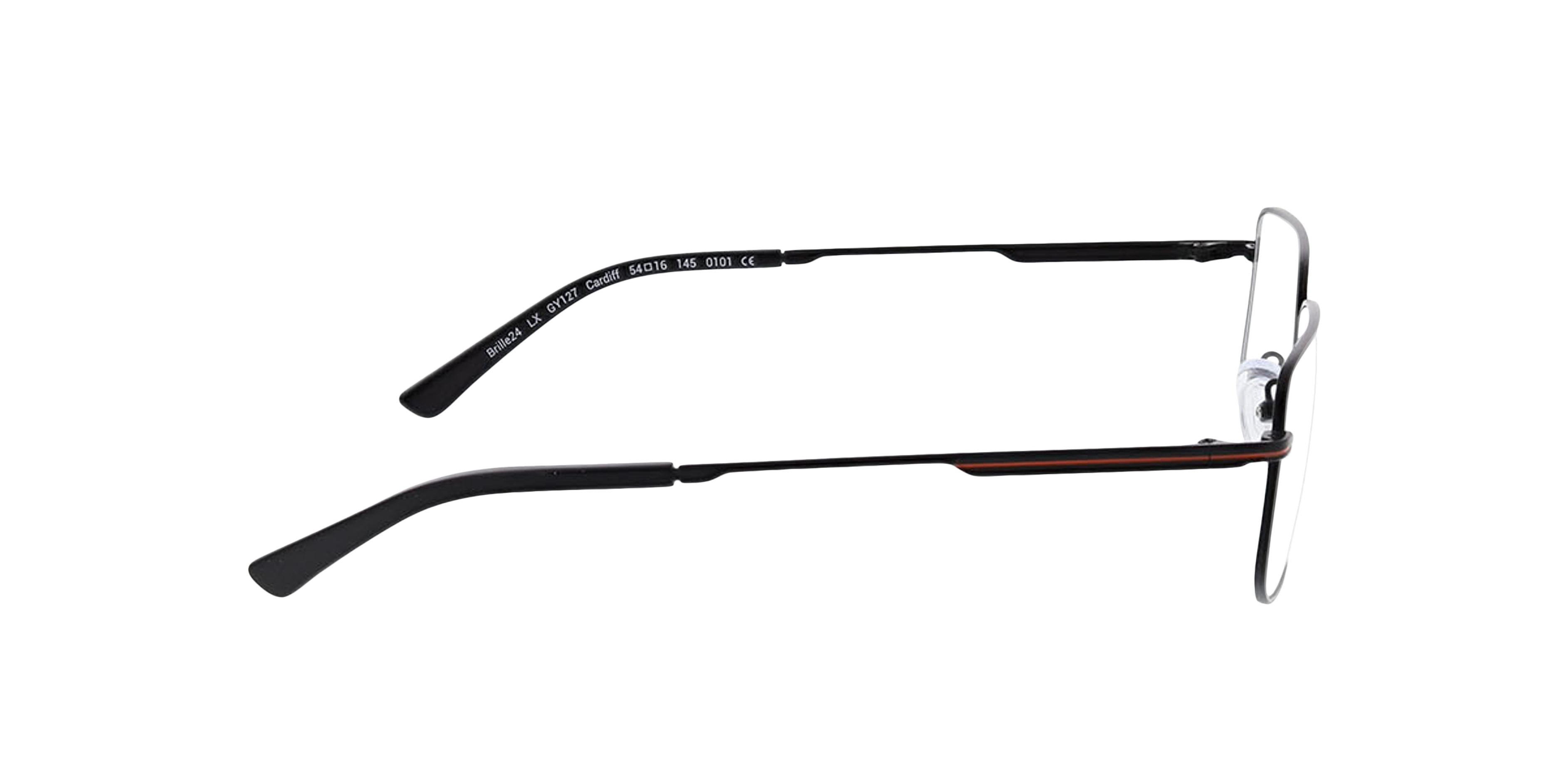 Cardiff Mattschwarz MetallEyeglass Frames von B24, Seitenansicht