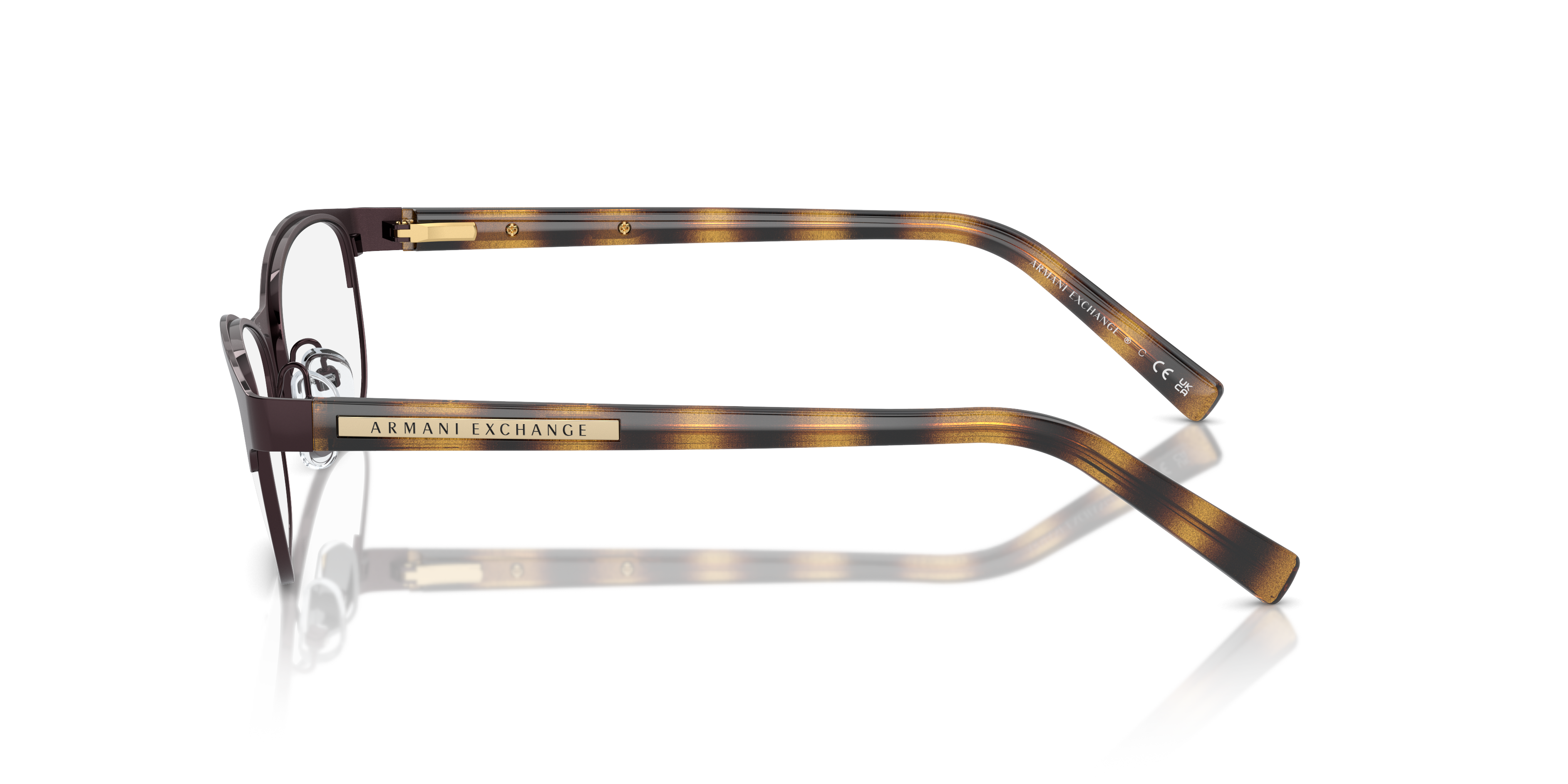 AX1010 Matbruin MetaalEyeglass Frames van B24, Zijaanzicht