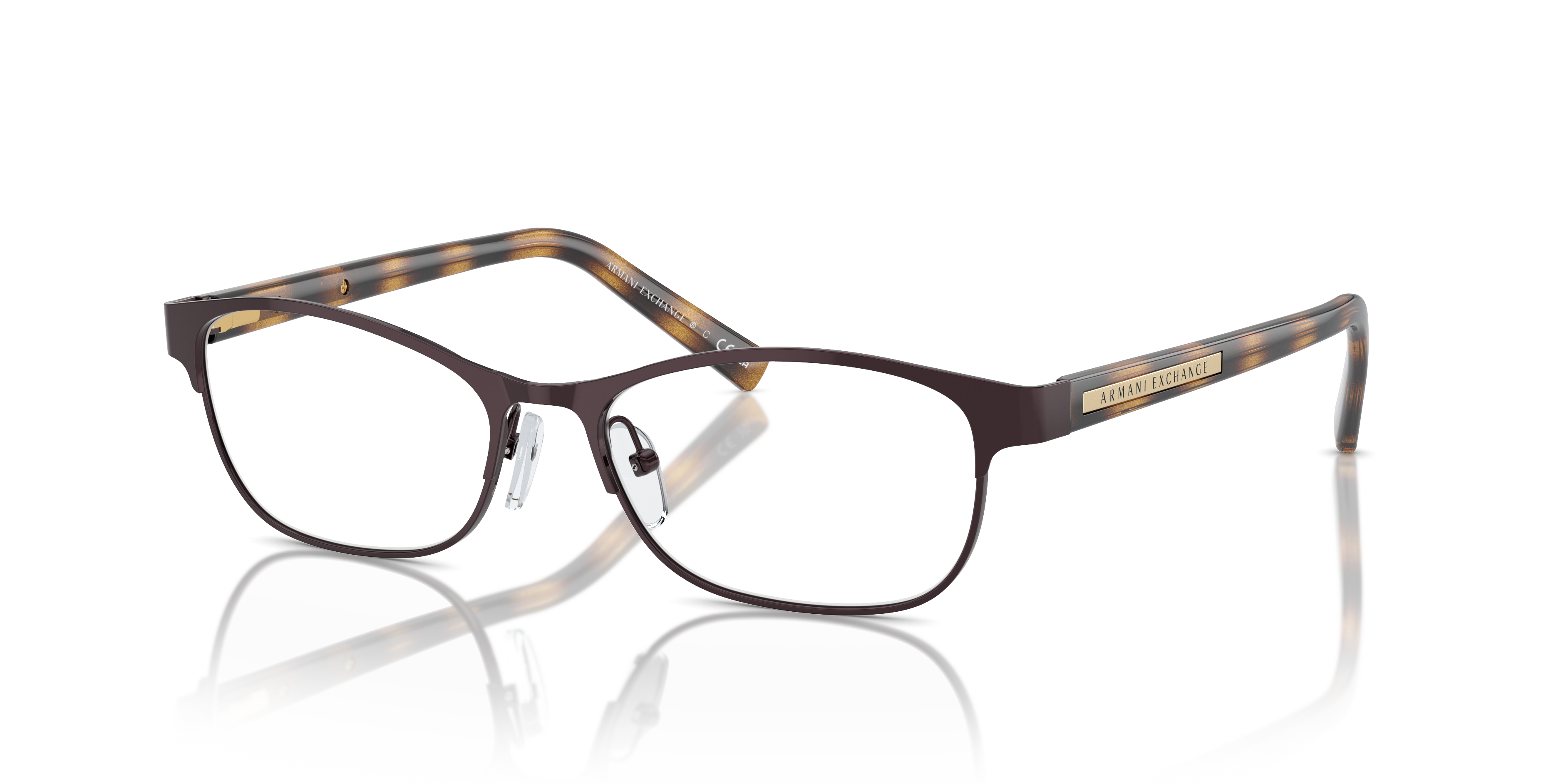 AX1010 Matbruin MetaalEyeglass Frames van B24, Hoekweergave