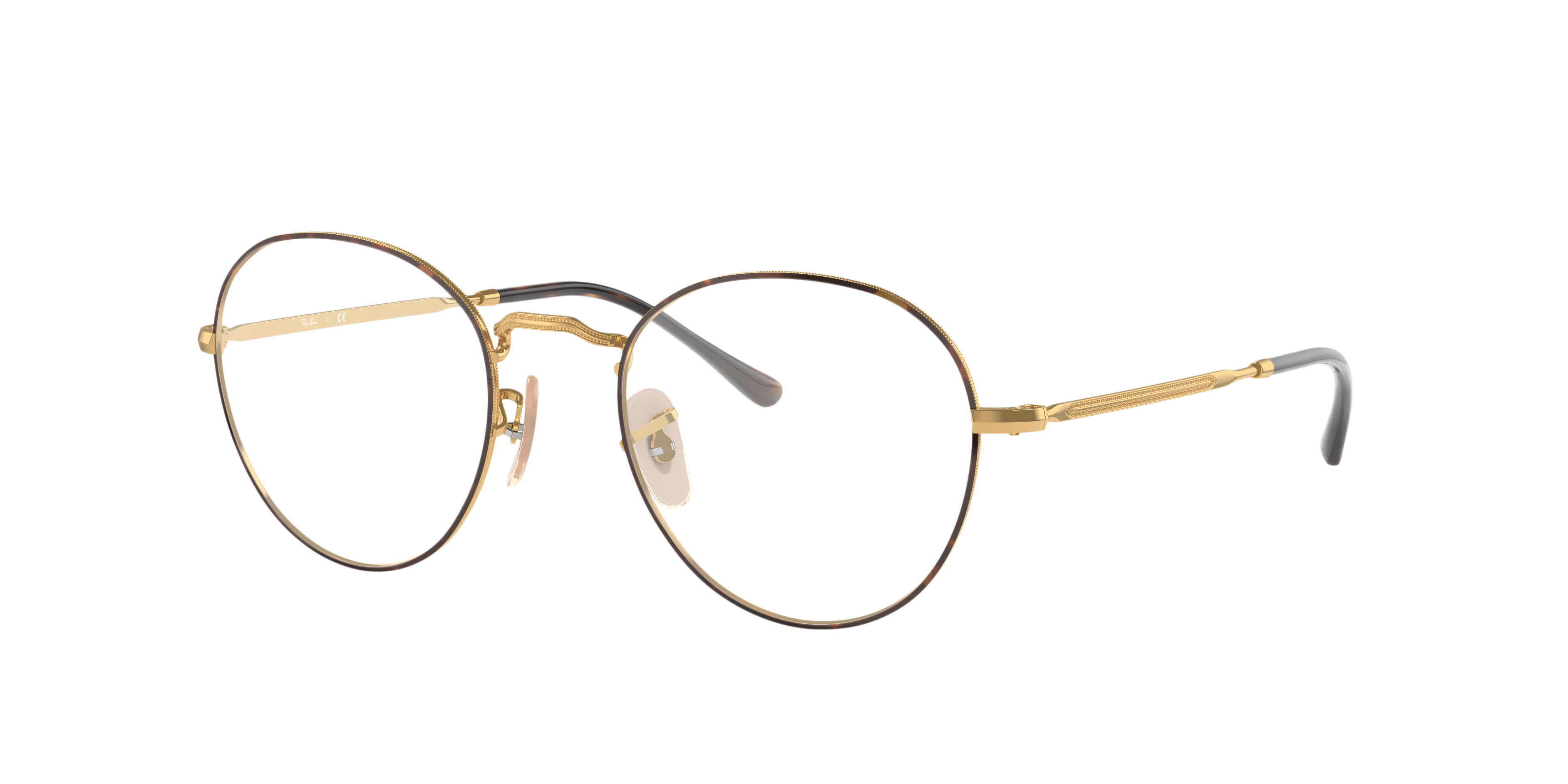 RB3582V Havana auf Gold MetallEyeglass Frames von B24, Dreiviertelansicht