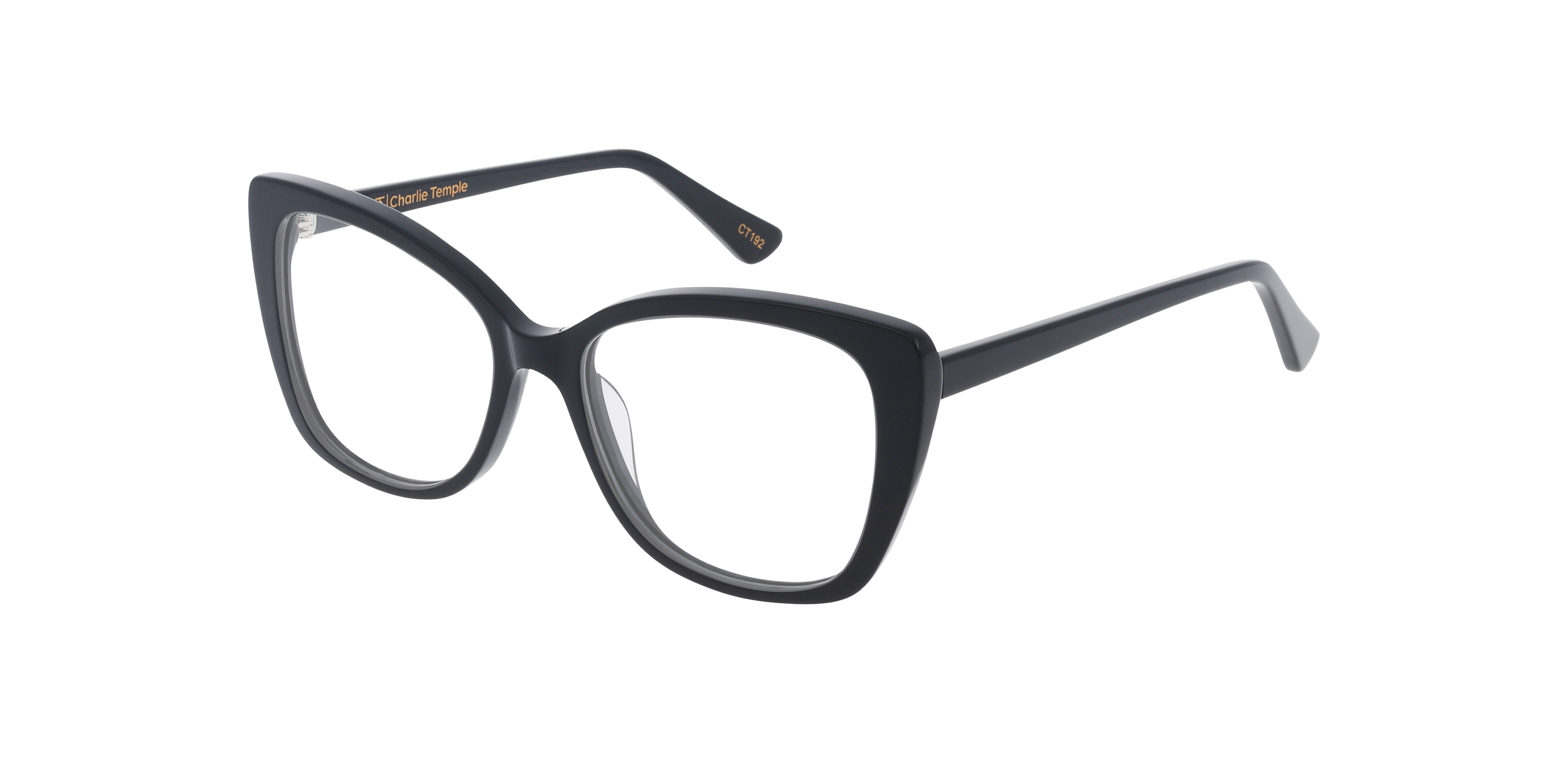 Megan CT Jet Black AcetatEyeglass Frames von B24, Dreiviertelansicht