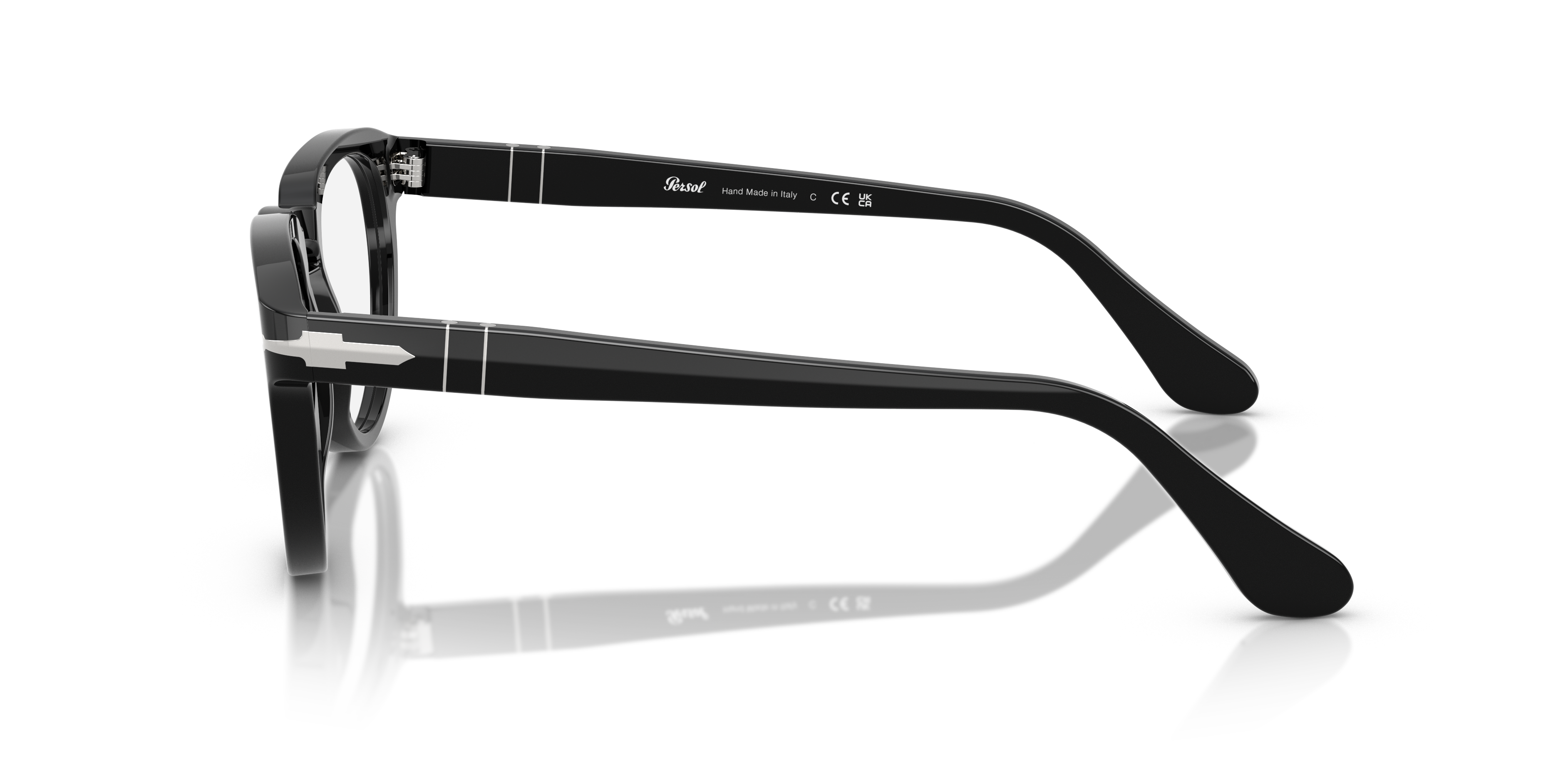 PO3377V Schwarz AcetatEyeglass Frames von B24, Seitenansicht