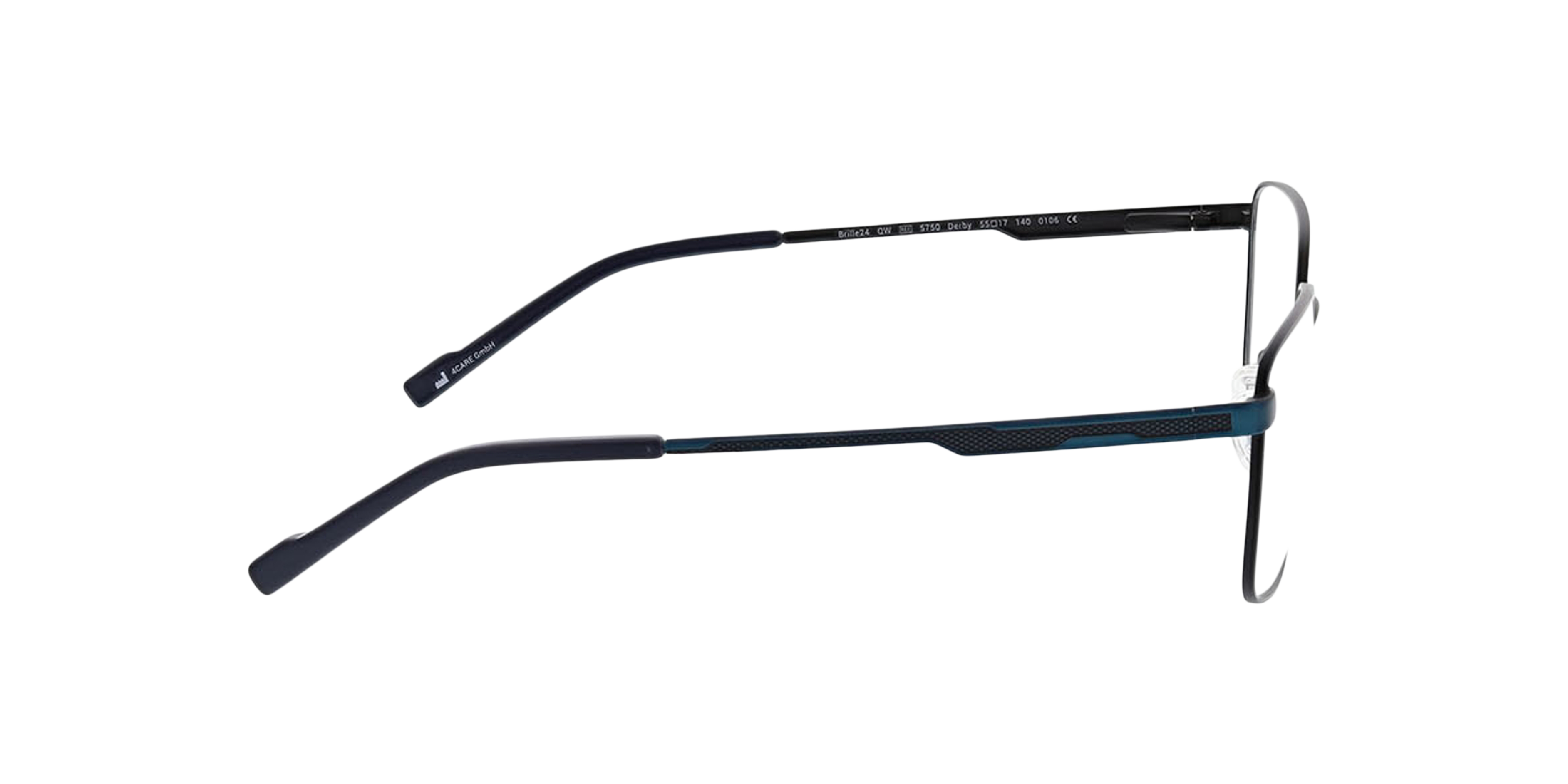 Derby Matblauw  &  matzwart MetaalEyeglass Frames van B24, Zijaanzicht