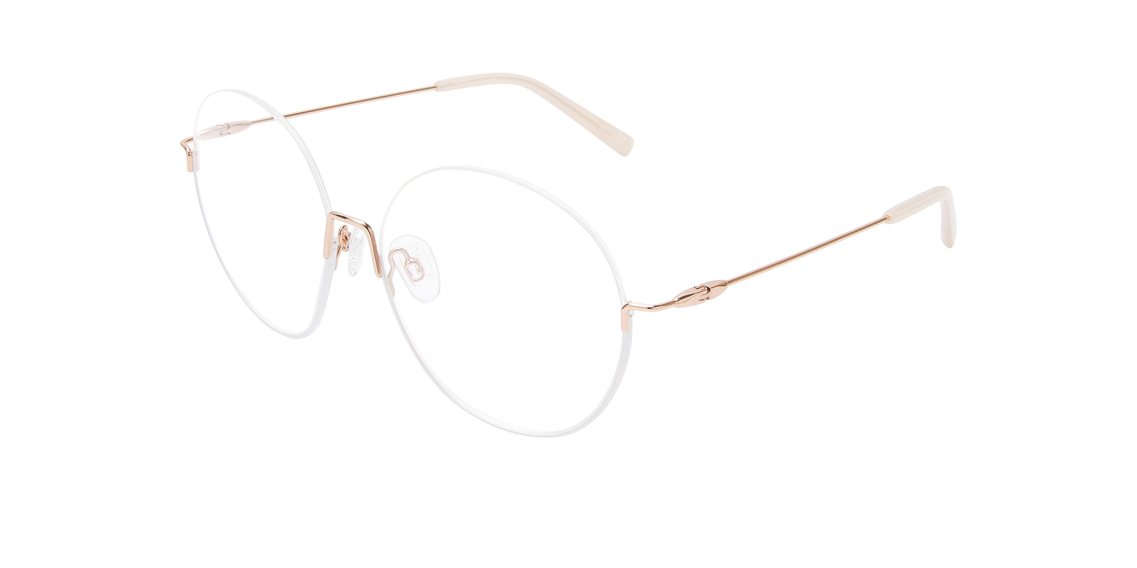 Orianna Rose Gold & White Metal MetaalEyeglass Frames van B24, Hoekweergave