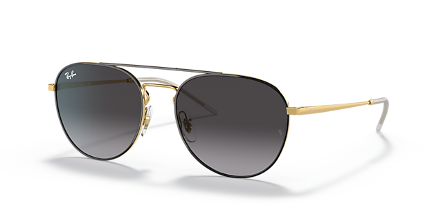 RB3589 Schwarz auf Gold MetallSunglass Frames von B24, Dreiviertelansicht