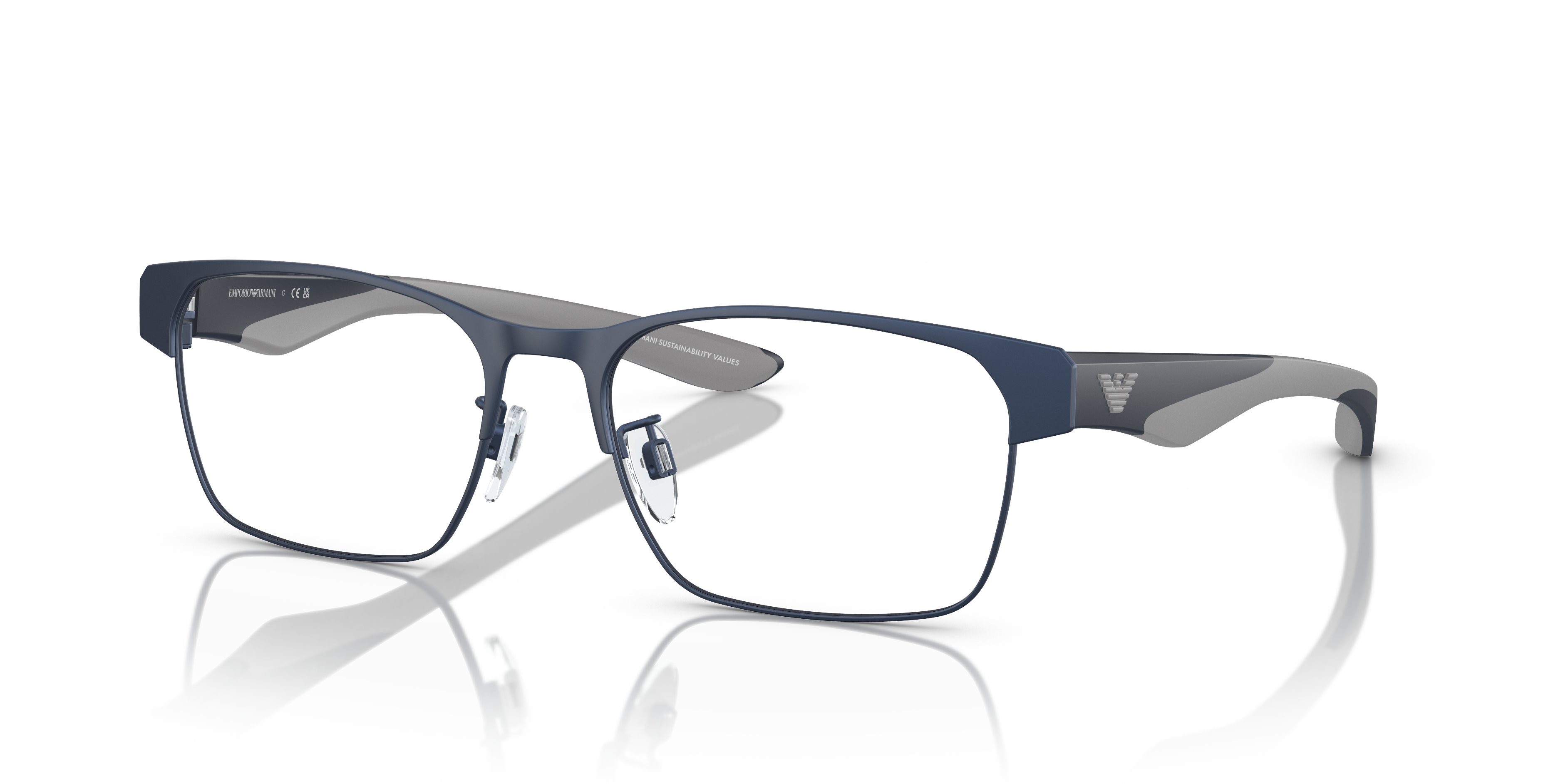 EA1141 Matblauw MetaalEyeglass Frames van B24, Hoekweergave