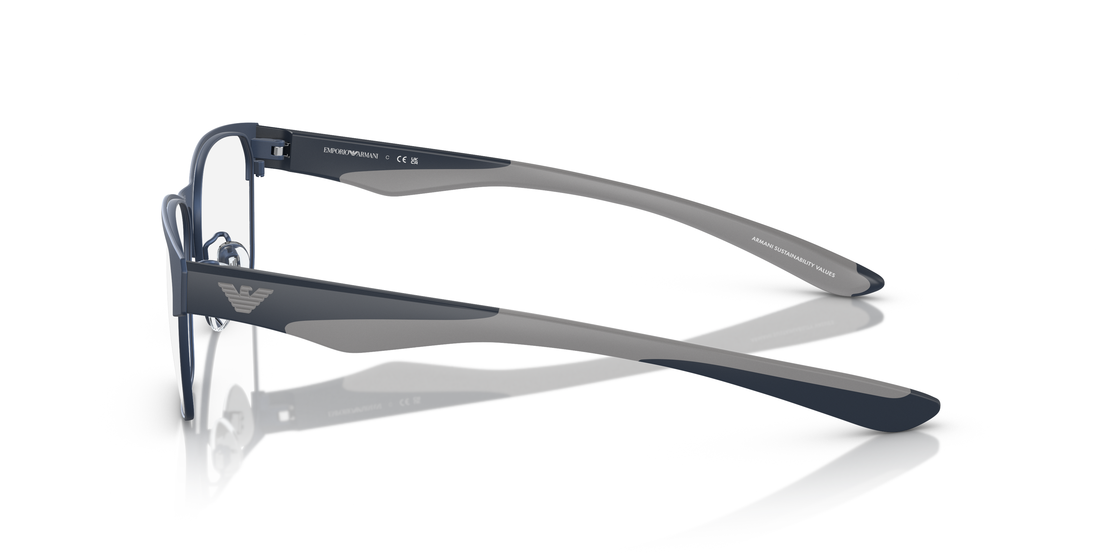 EA1141 Matblauw MetaalEyeglass Frames van B24, Zijaanzicht