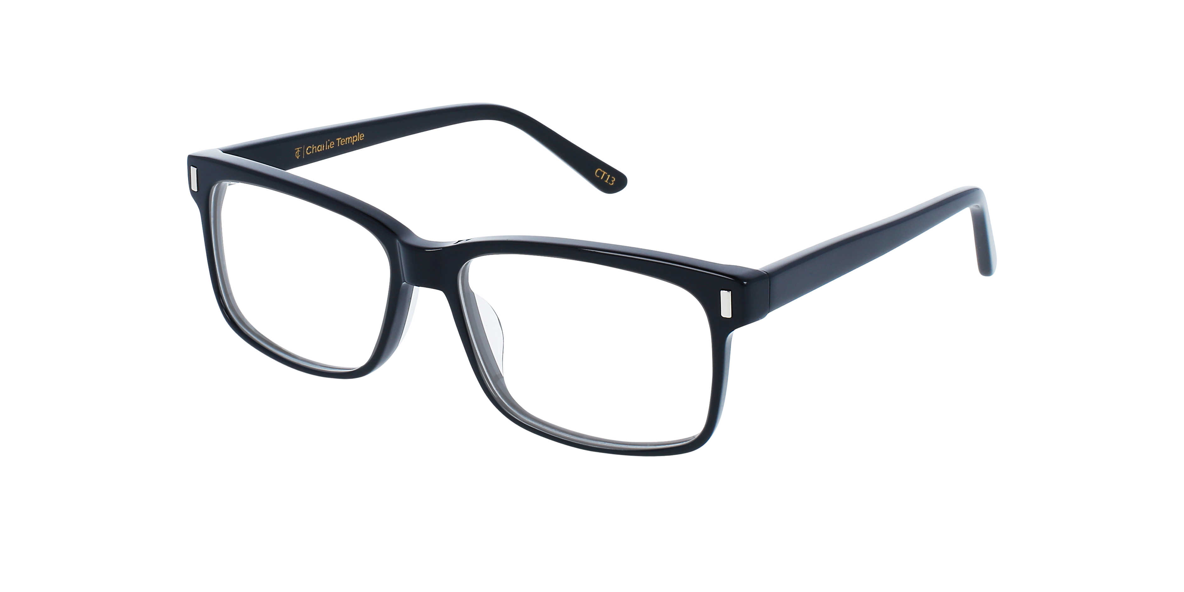 Calvin Jet Black AcetaatEyeglass Frames van B24, Hoekweergave