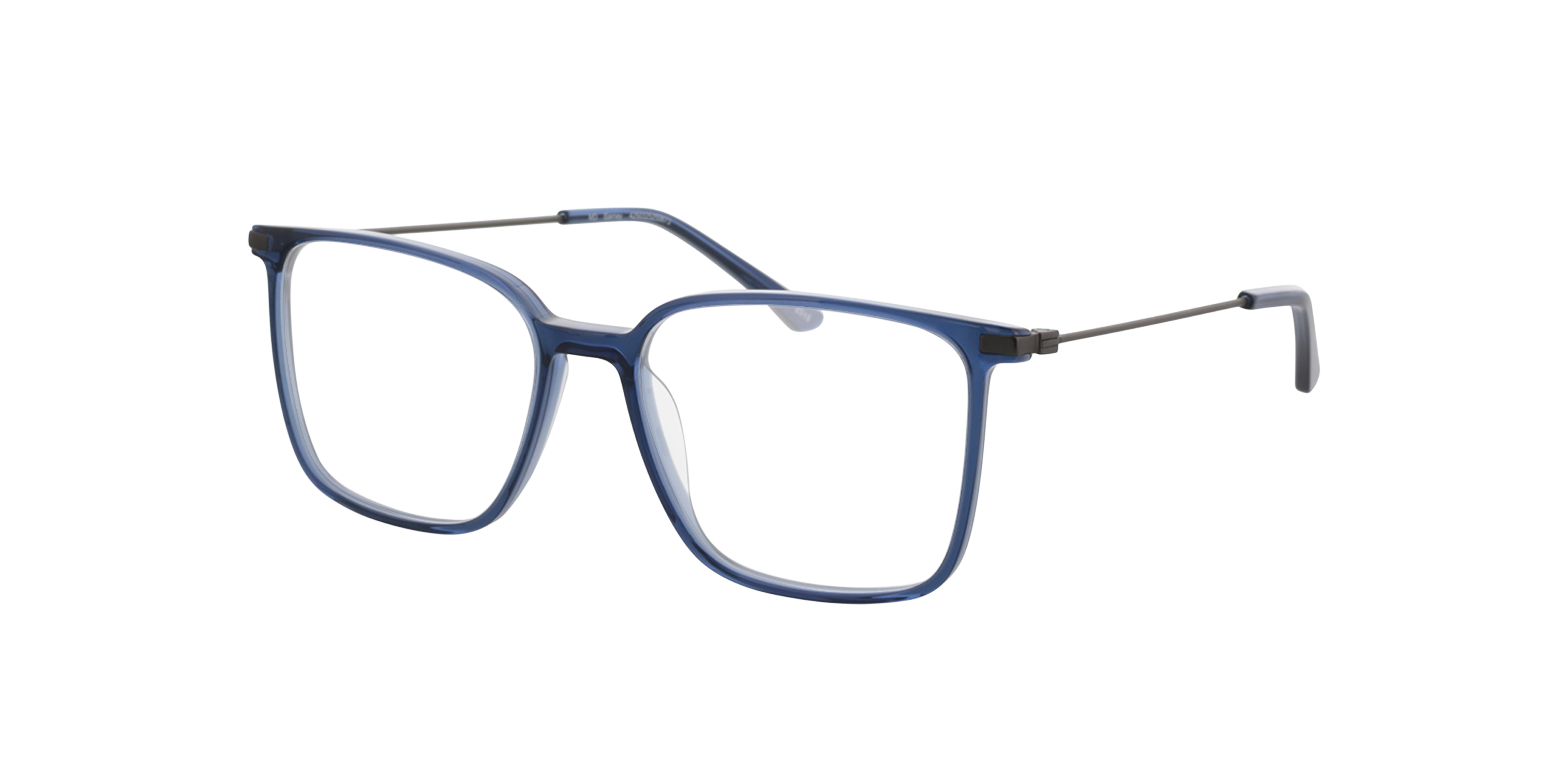 Barney Matt Gun  &  Crystal Blue AcetatEyeglass Frames von B24, Dreiviertelansicht
