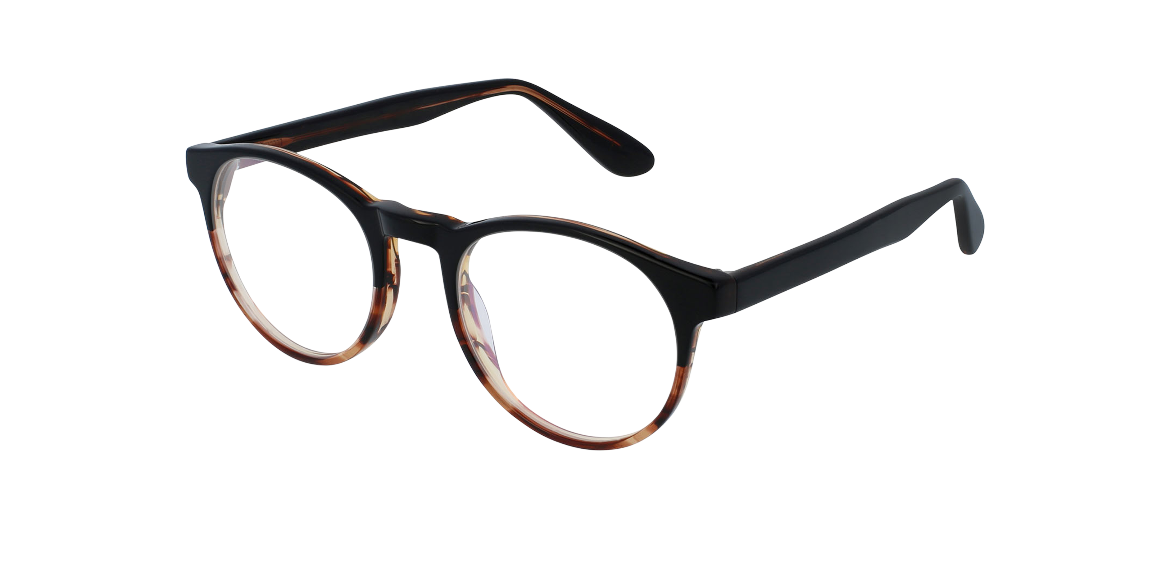 Parker CT Black Fades Cinnamon AcetatEyeglass Frames von B24, Dreiviertelansicht