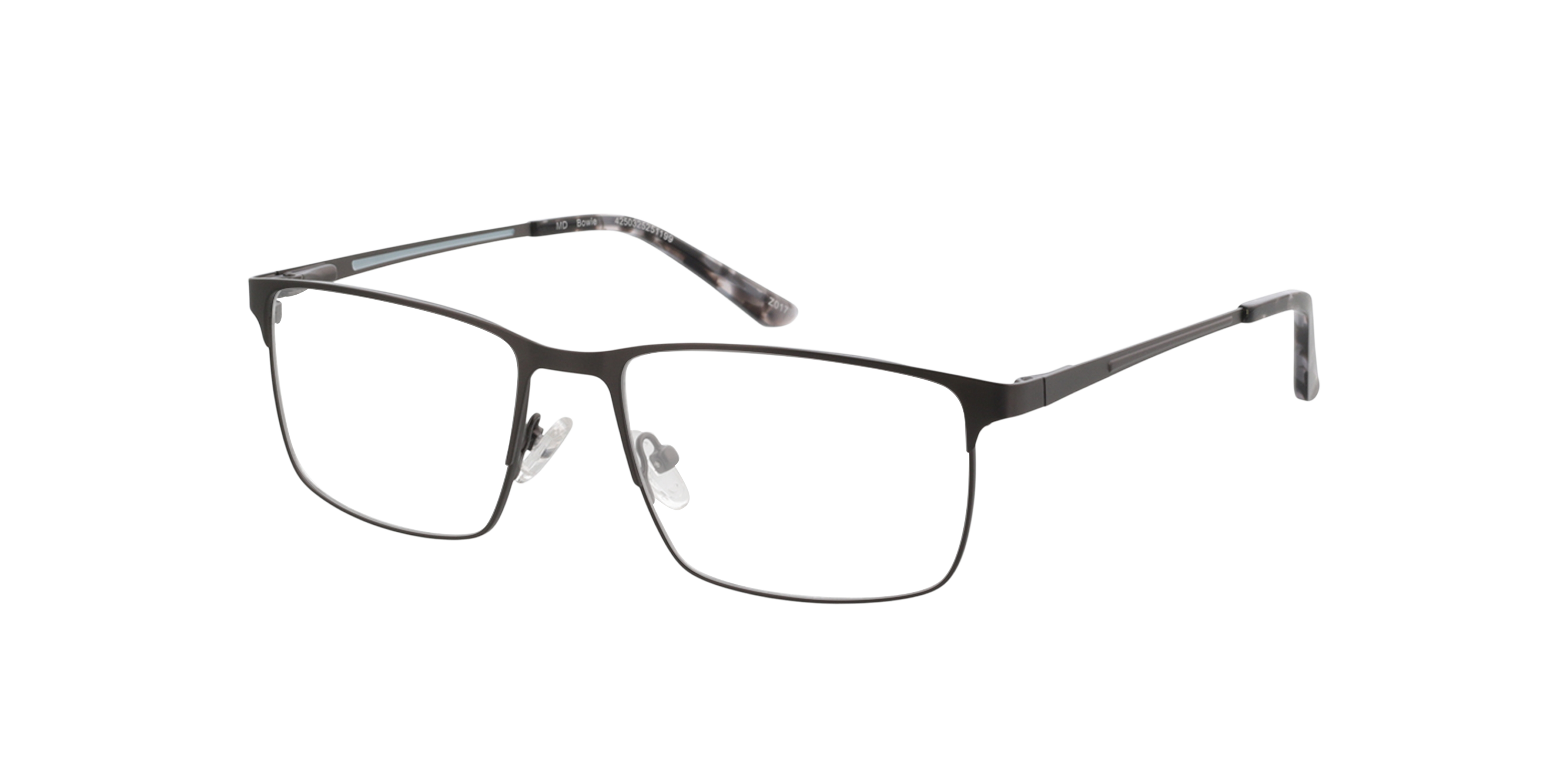 Bowie Mat gunmetal MetaalEyeglass Frames van B24, Hoekweergave