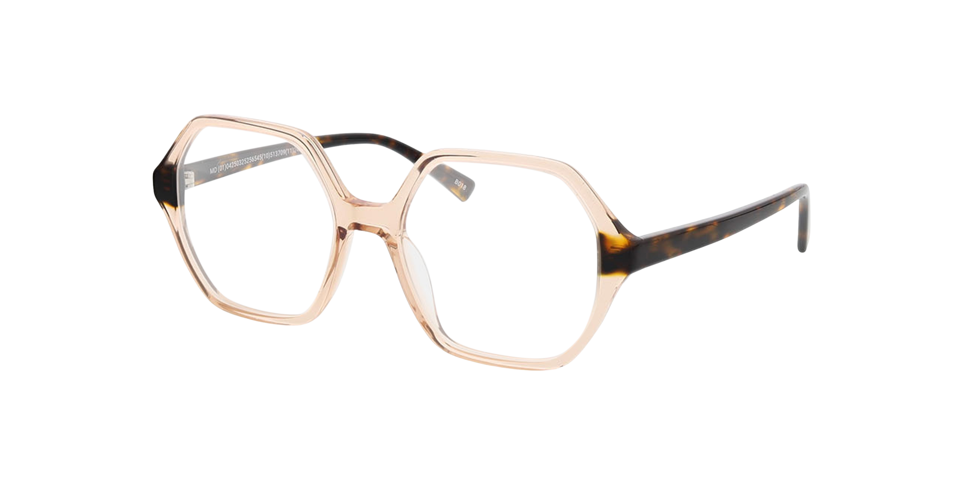 Molly Crystal Pink  &  Havana AcetatEyeglass Frames von B24, Dreiviertelansicht