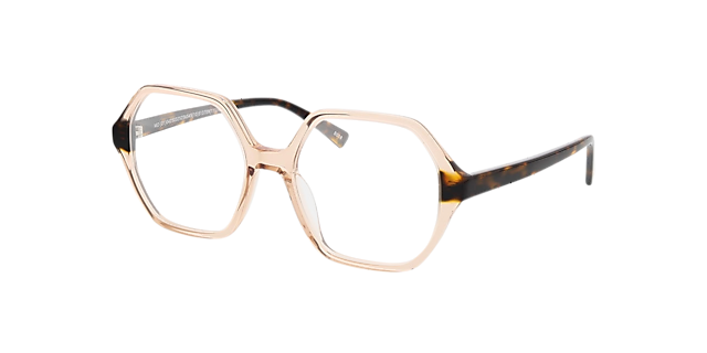 Molly Kristal roze & Havana AcetaatEyeglass Frames van B24, Hoekweergave