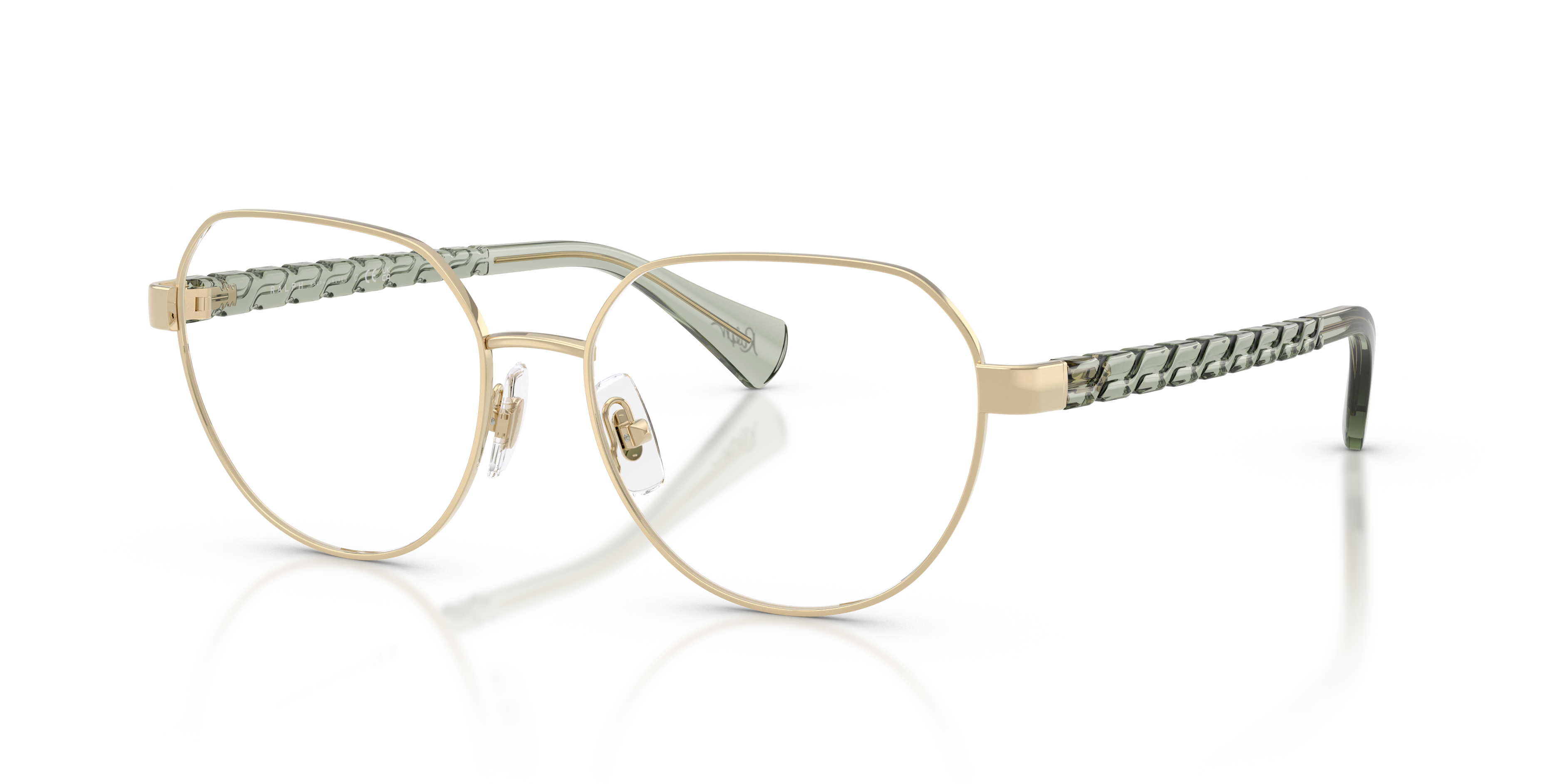 RA6065 Glänzendes Hellgold MetallEyeglass Frames von B24, Dreiviertelansicht