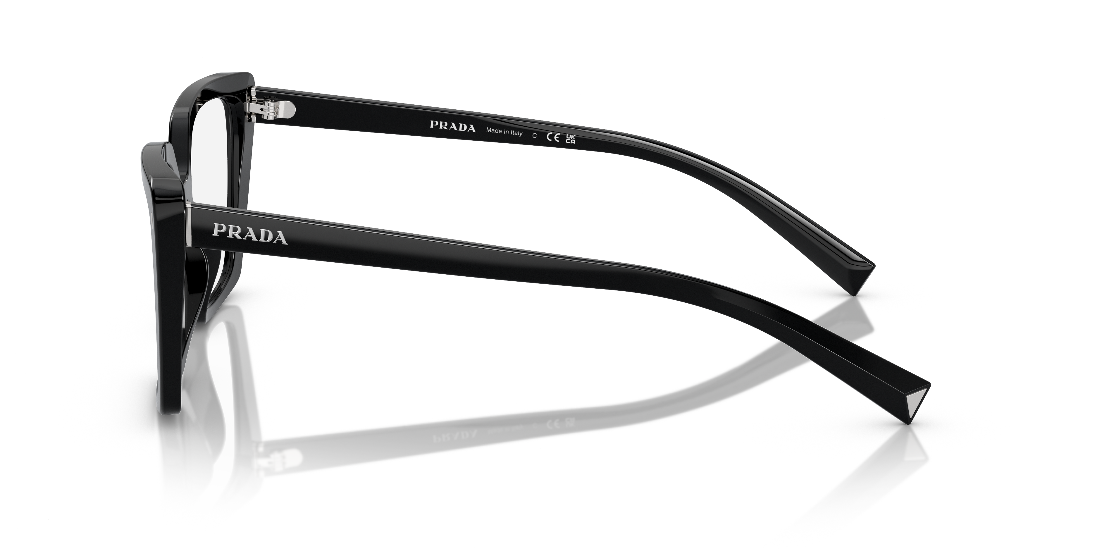 PR 16ZV Schwarz AcetatEyeglass Frames von B24, Seitenansicht