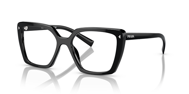 PR 16ZV Schwarz AcetatEyeglass Frames von B24, Dreiviertelansicht