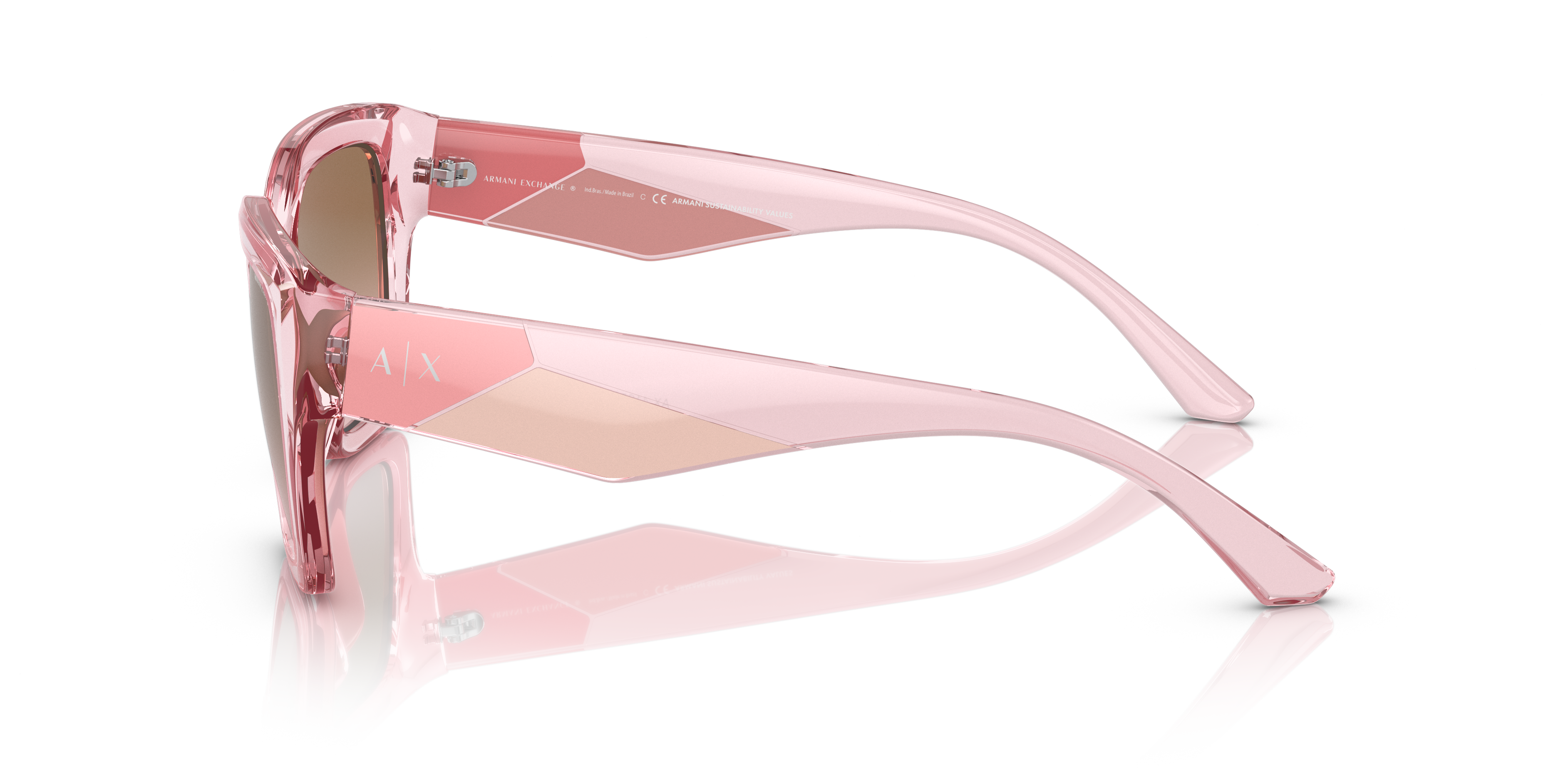 AX4125SU Shiny Transparent Pink KunststofSunglass Frames van B24, Zijaanzicht