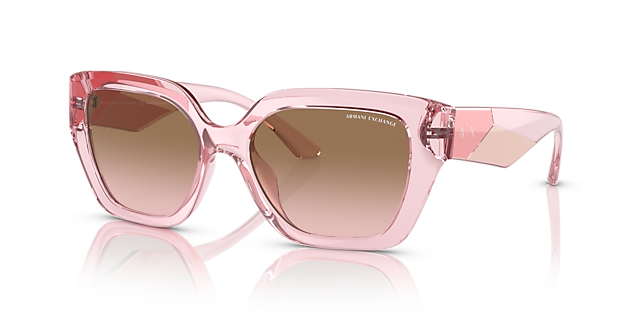 AX4125SU Shiny Transparent Pink KunststoffSunglass Frames von B24, Dreiviertelansicht