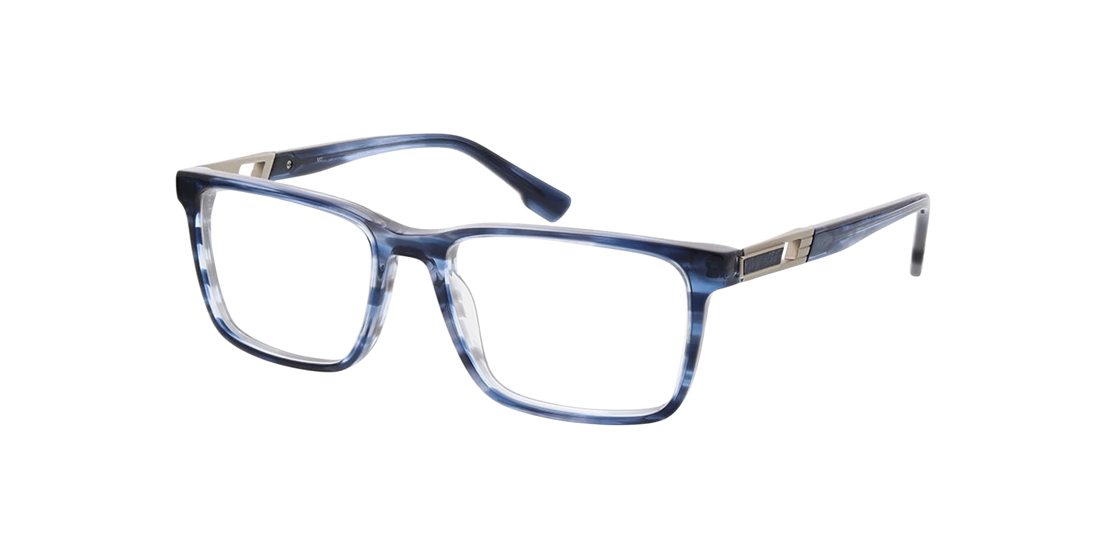 Lenny Blauw hoorn  &  matzilver AcetaatEyeglass Frames van B24, Hoekweergave