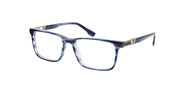 Lenny Blauw hoorn  &  matzilver AcetaatEyeglass Frames van B24, Hoekweergave