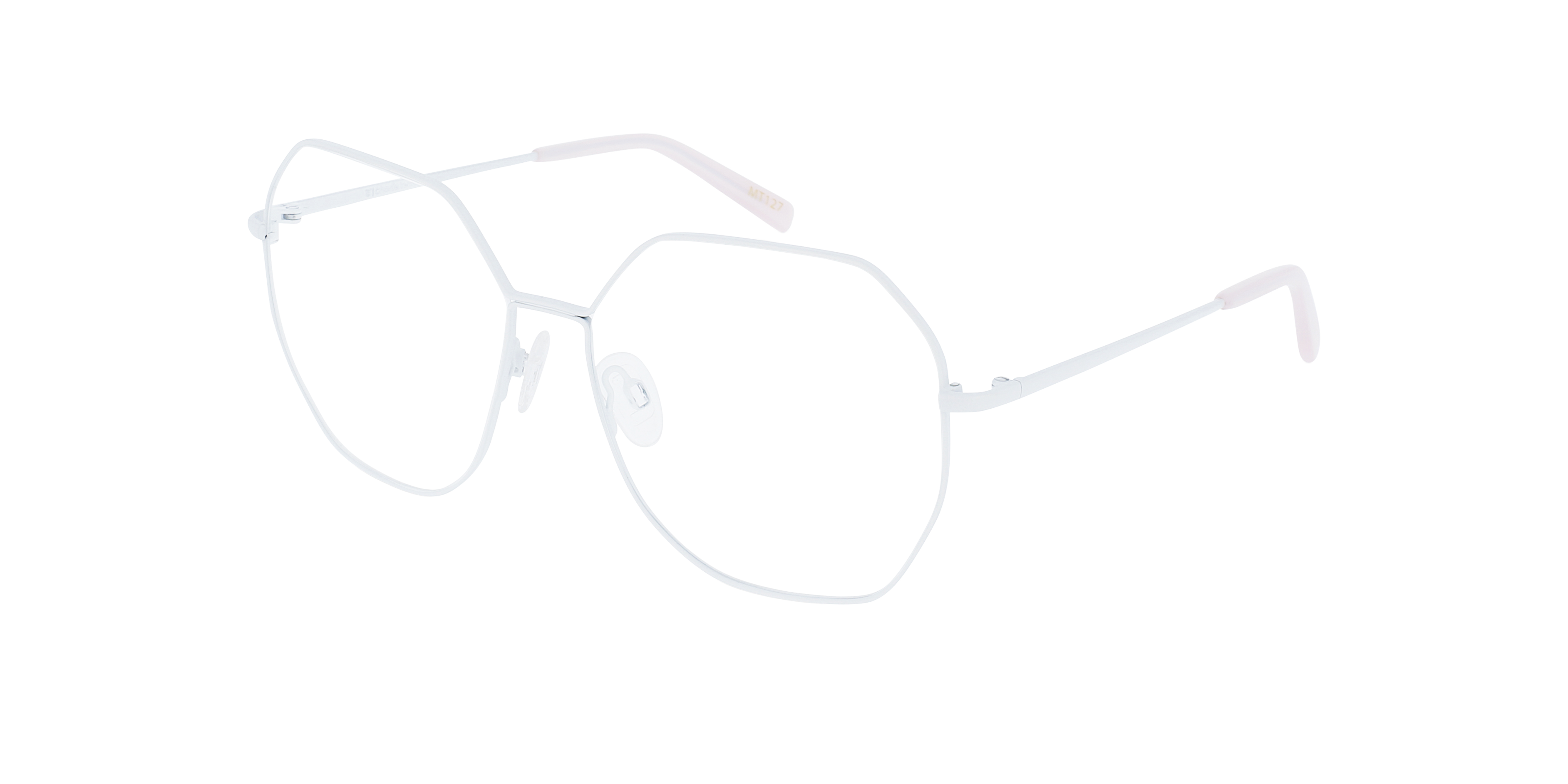 Liv White Metal MetaalEyeglass Frames van B24, Hoekweergave