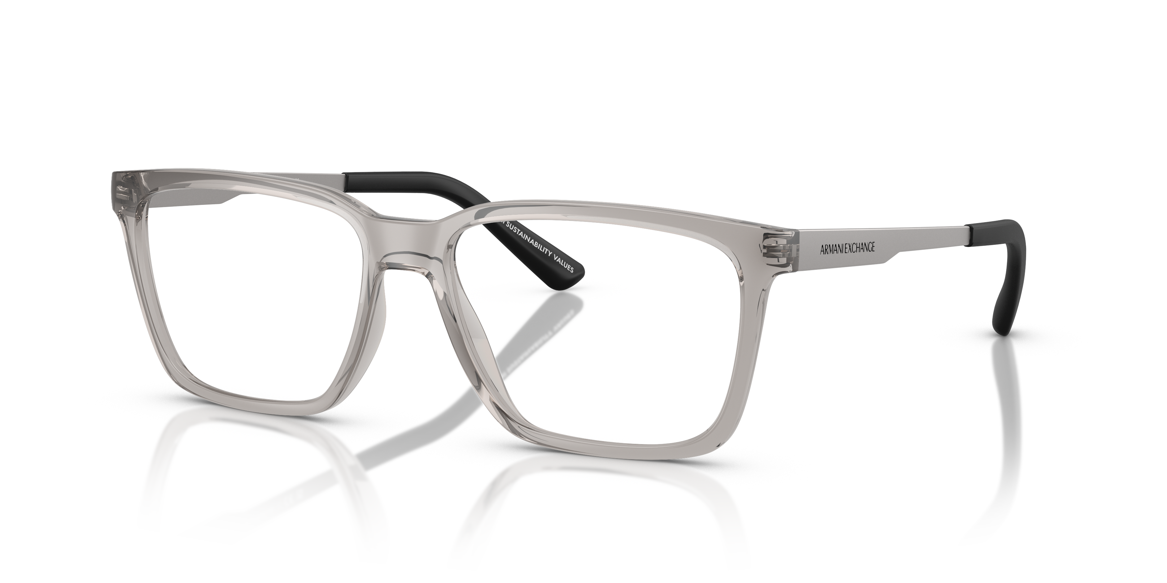 AX3103 Glänzendes transparentes Grau KunststoffEyeglass Frames von B24, Dreiviertelansicht