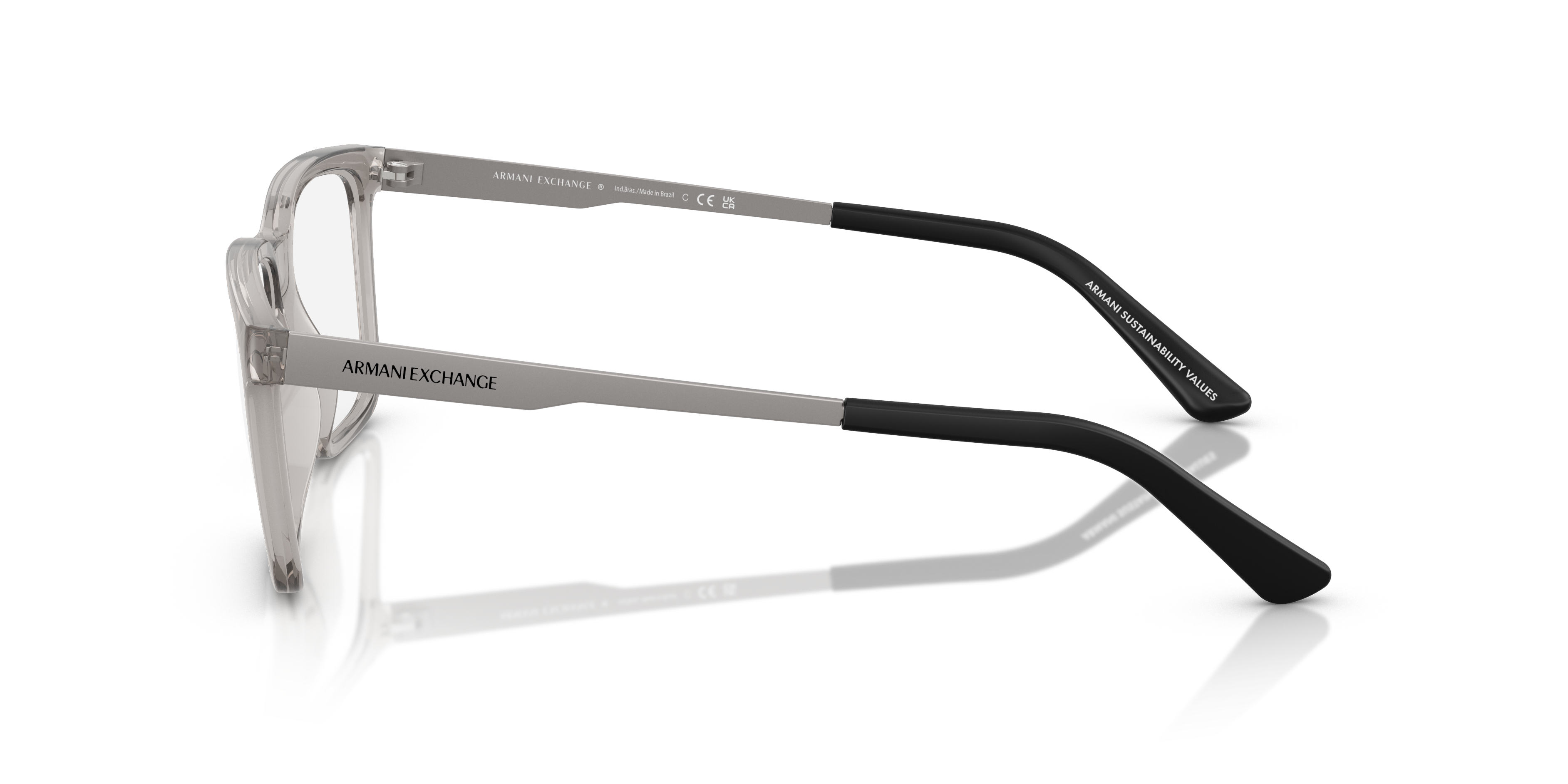 AX3103 Glänzendes transparentes Grau KunststoffEyeglass Frames von B24, Seitenansicht