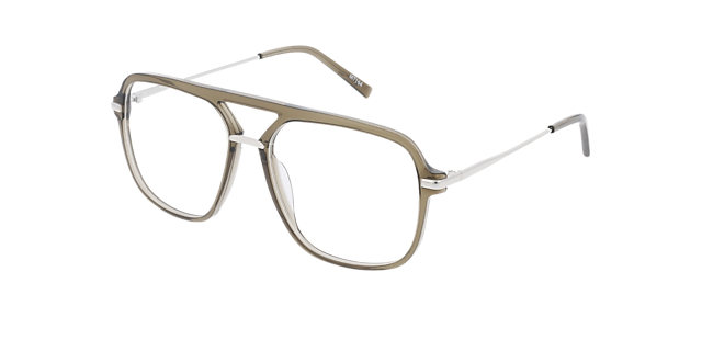 Freddy Crystal Safari & Silver Metal AcetaatEyeglass Frames van B24, Hoekweergave