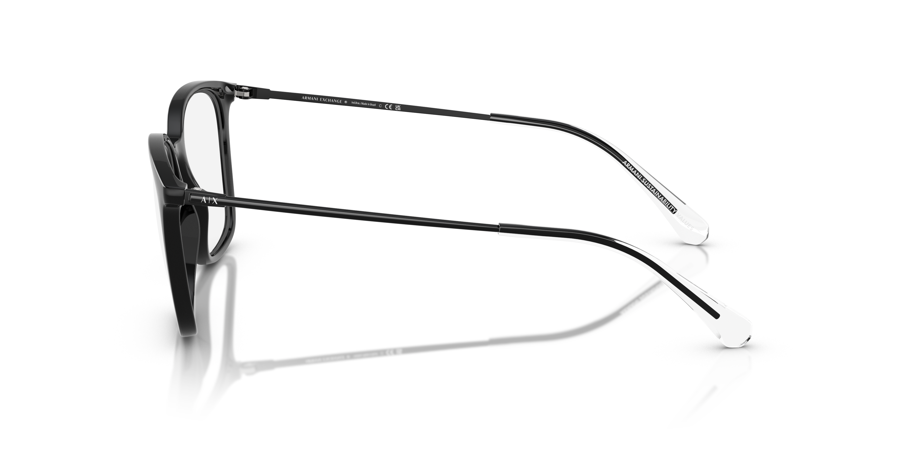 AX3120 Glanzend zwart KunststofEyeglass Frames van B24, Zijaanzicht