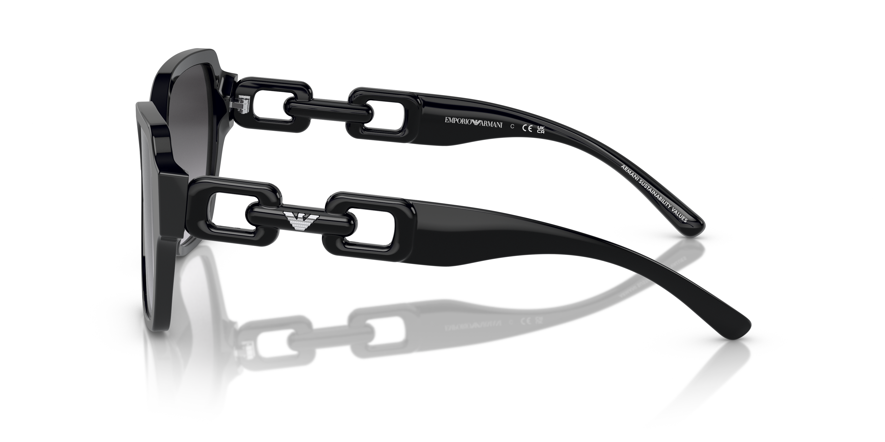 EA4202 Glanzend zwart AcetaatSunglass Frames van B24, Zijaanzicht